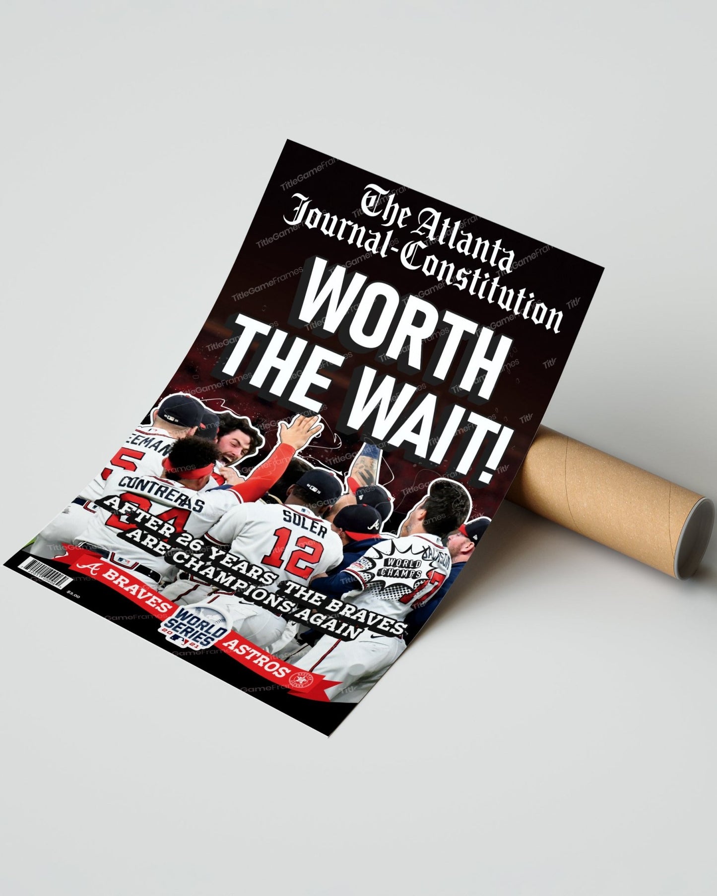 2021 Atlanta Braves “Worth the Wait” World Series Champions Framed Front Page Newspaper Print - TitleGameFrames.com