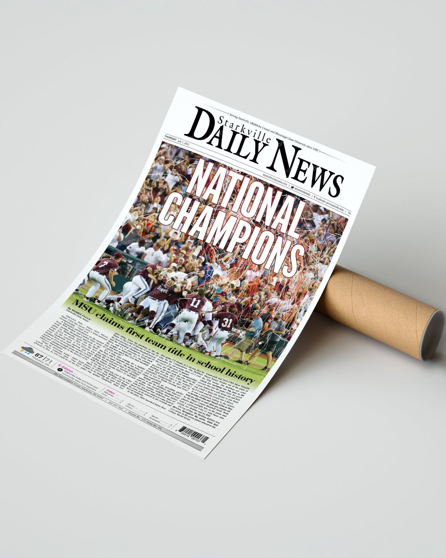 2021 Mississippi State College World Series Champions Framed Front Page Newspaper Print - TitleGameFrames.com