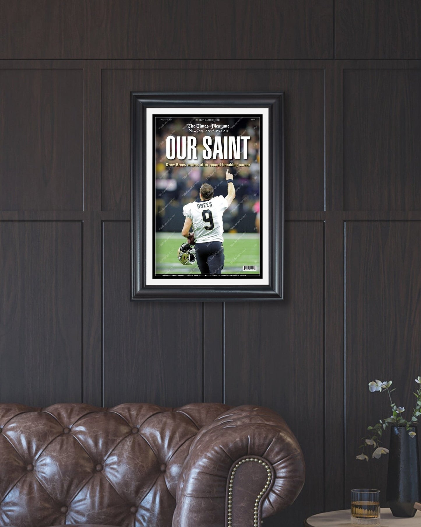 2021 New Orleans Saints Quarterback Drew Brees Retires Front Page Newspaper Print - Title Game Frames