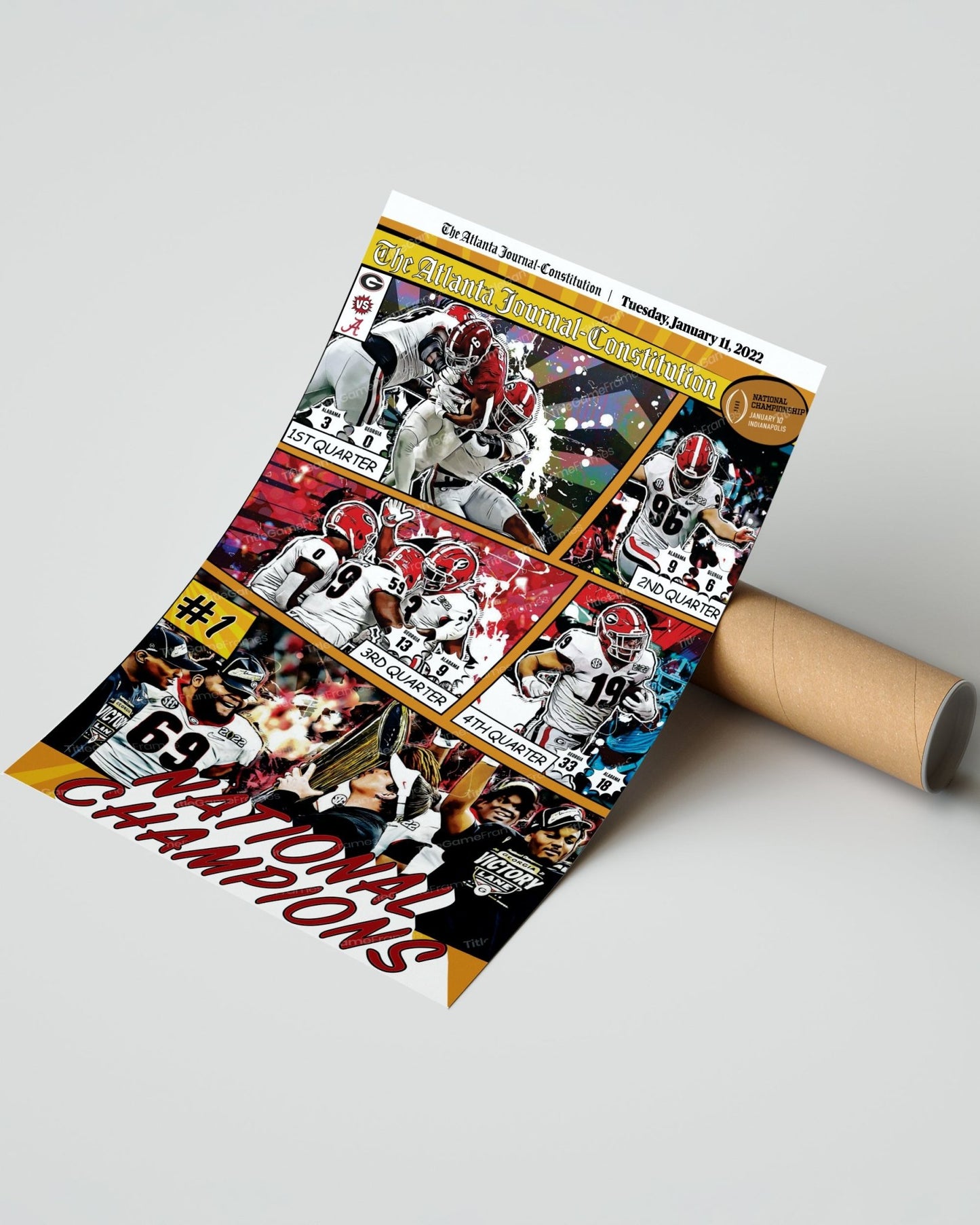 2022 Georgia Bulldogs - National Champions - College Football National Champions Framed Front Page Newspaper Print - TitleGameFrames.com
