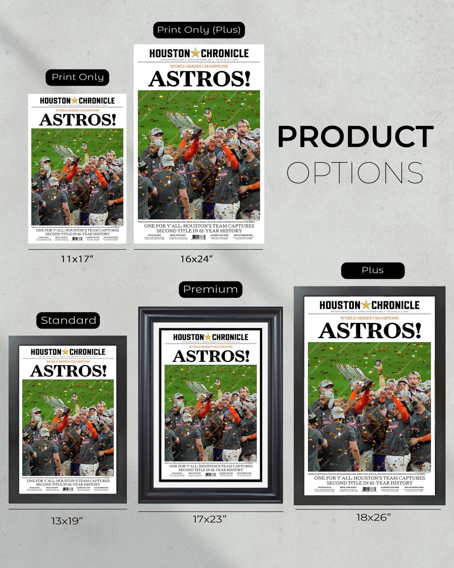 2022 Houston Astros “Astros!” World Series Framed Front Page Newspaper Print - TitleGameFrames.com