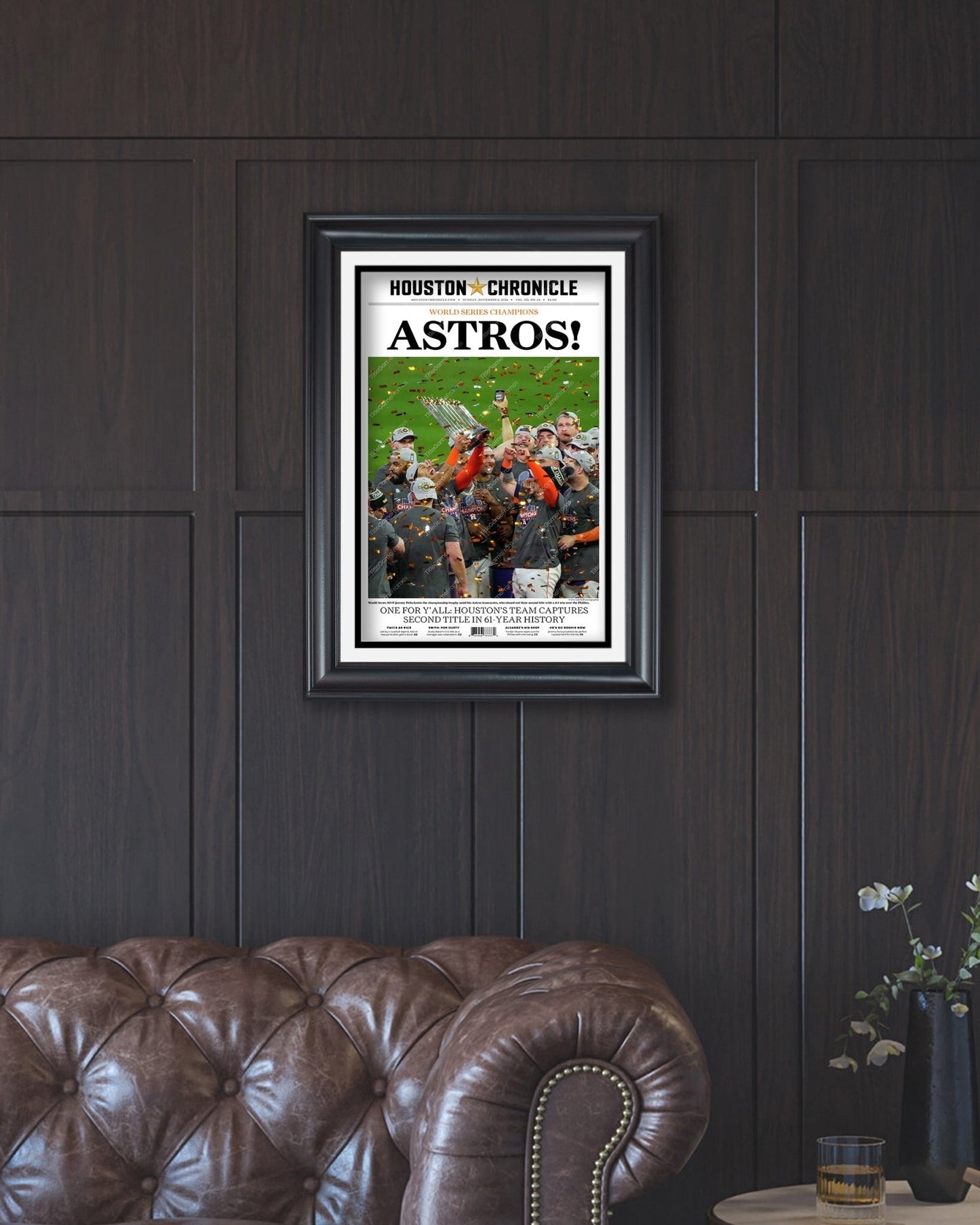 2022 Houston Astros “Astros!” World Series Framed Front Page Newspaper Print - TitleGameFrames.com