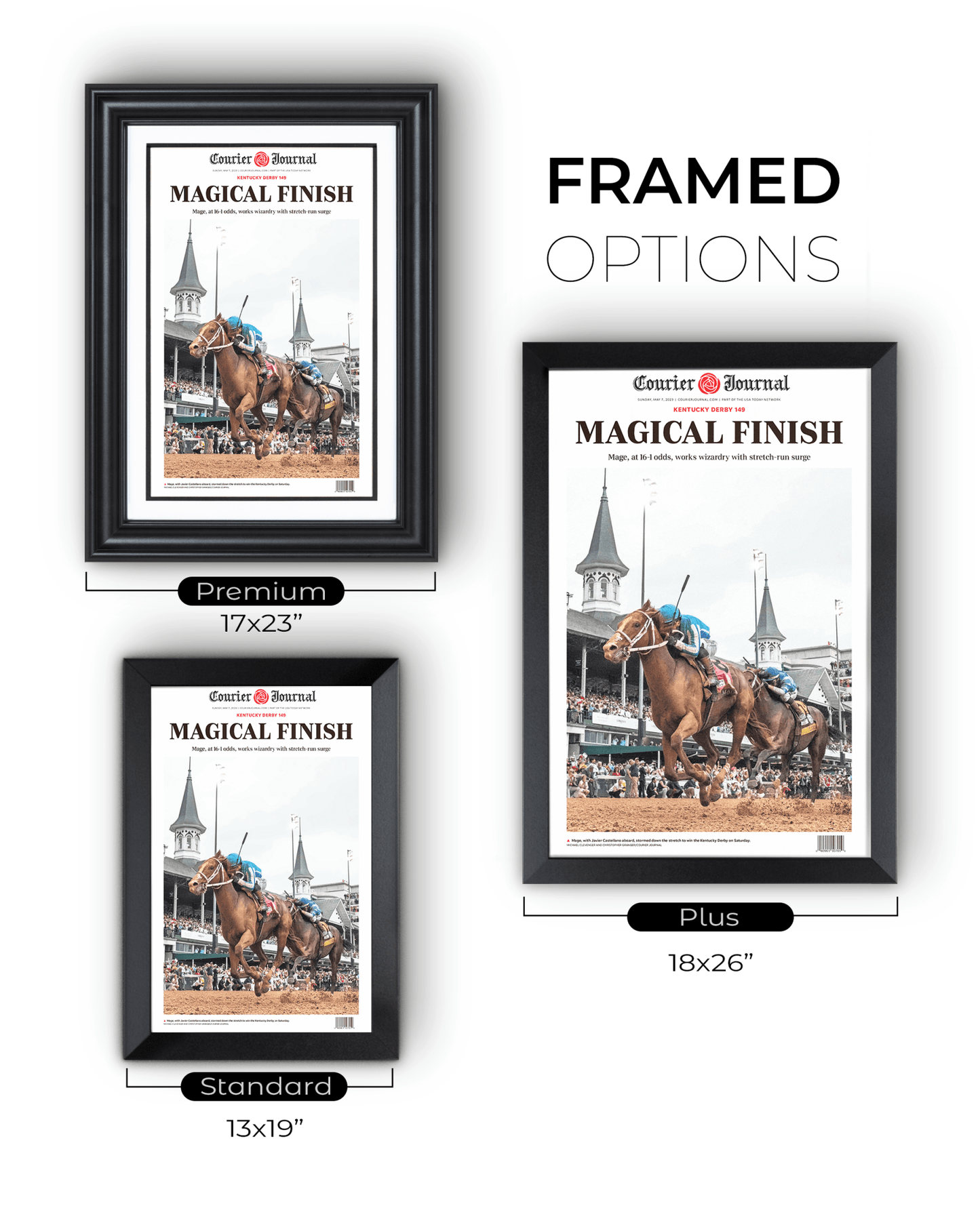 2023 Kentucky Derby “MAGICAL FINISH” Mage Winning Horse Framed Newspaper - TitleGameFrames.com