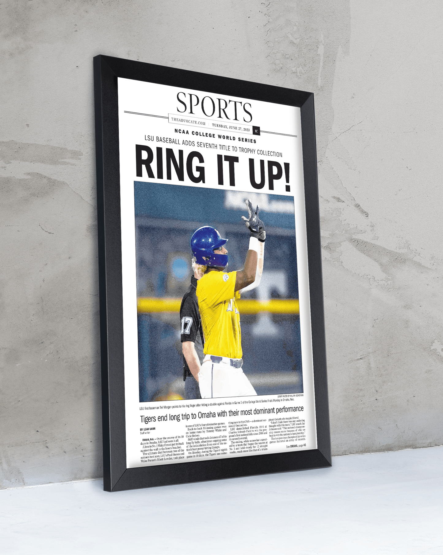 2023 LSU Tigers “Ring it Up!” College World Series Champions Commemorative Newspaper - TitleGameFrames.com