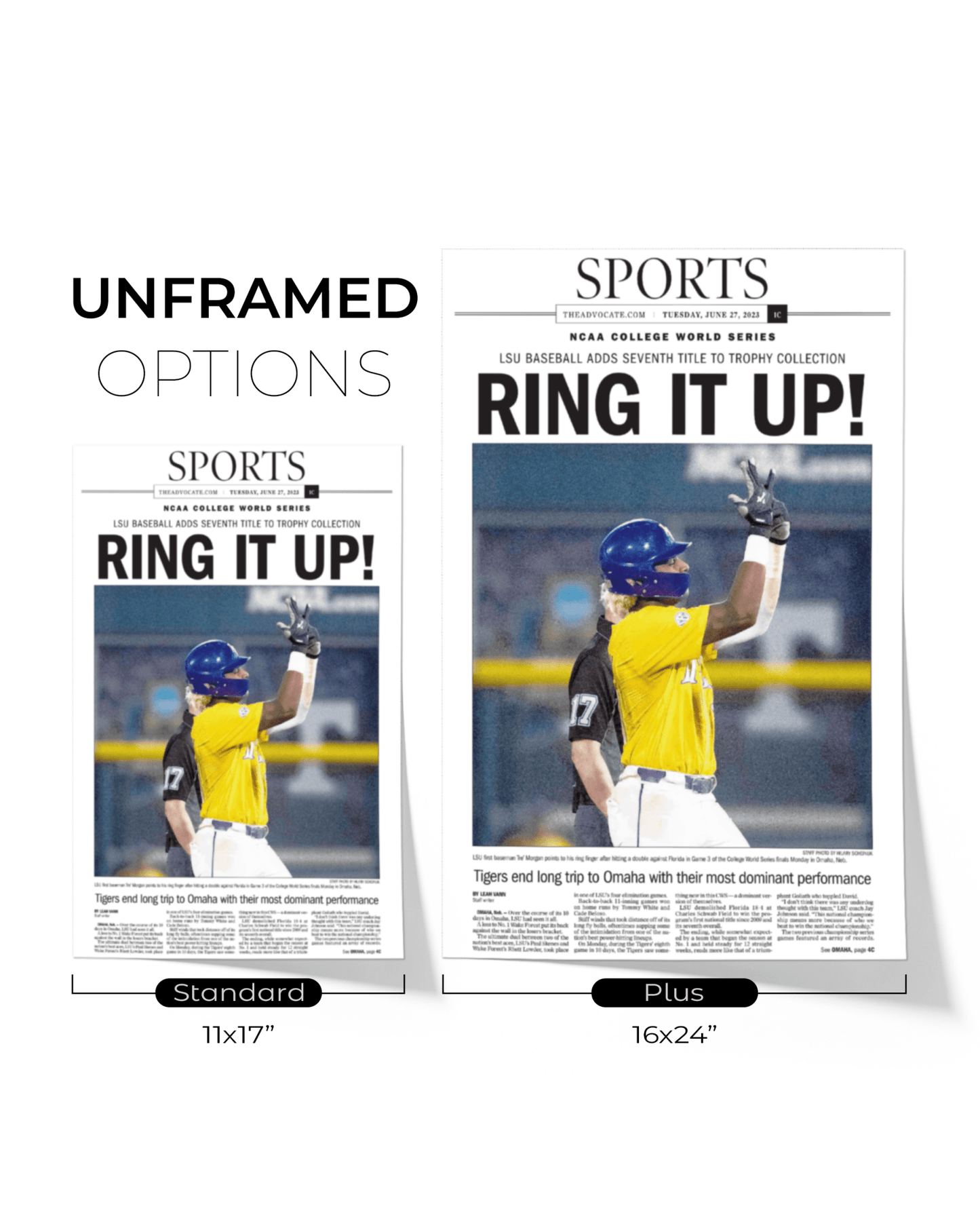 2023 LSU Tigers “Ring it Up!” College World Series Champions Commemorative Newspaper - TitleGameFrames.com