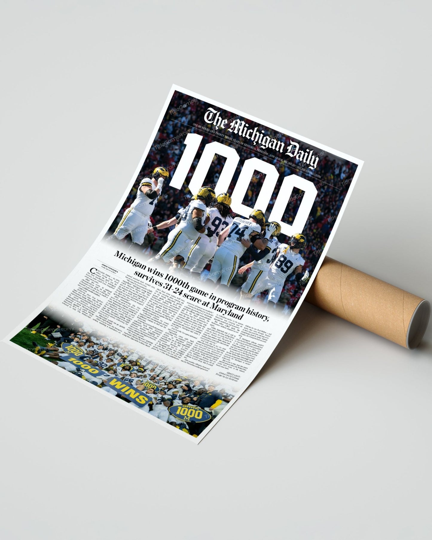 2023 Michigan Wolverines 1000th Win - Commemorative Framed Print - TitleGameFrames.com