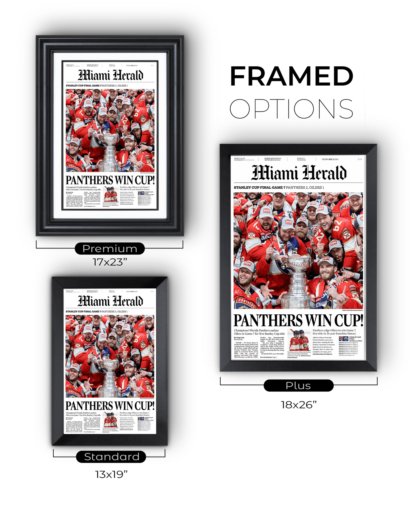 2024 Florida Panthers Stanley Cup Champs Framed Commemorative Newspaper - TitleGameFrames.com