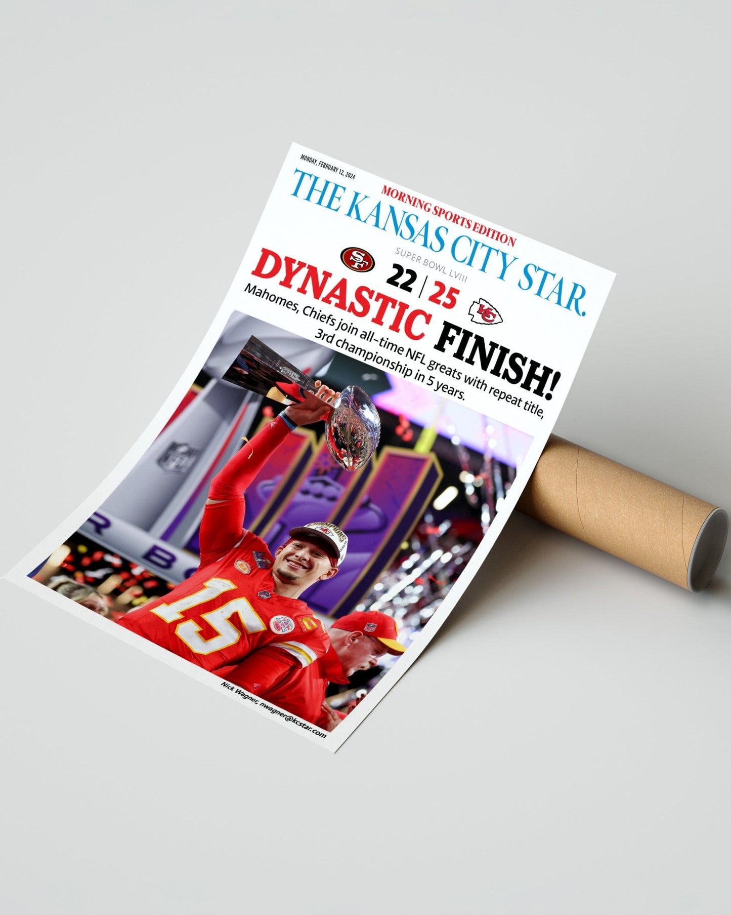 2024 Kansas City Chiefs Super Bowl LVIII Champions 'DYNASTIC FINISH' Framed Print - Title Game Frames