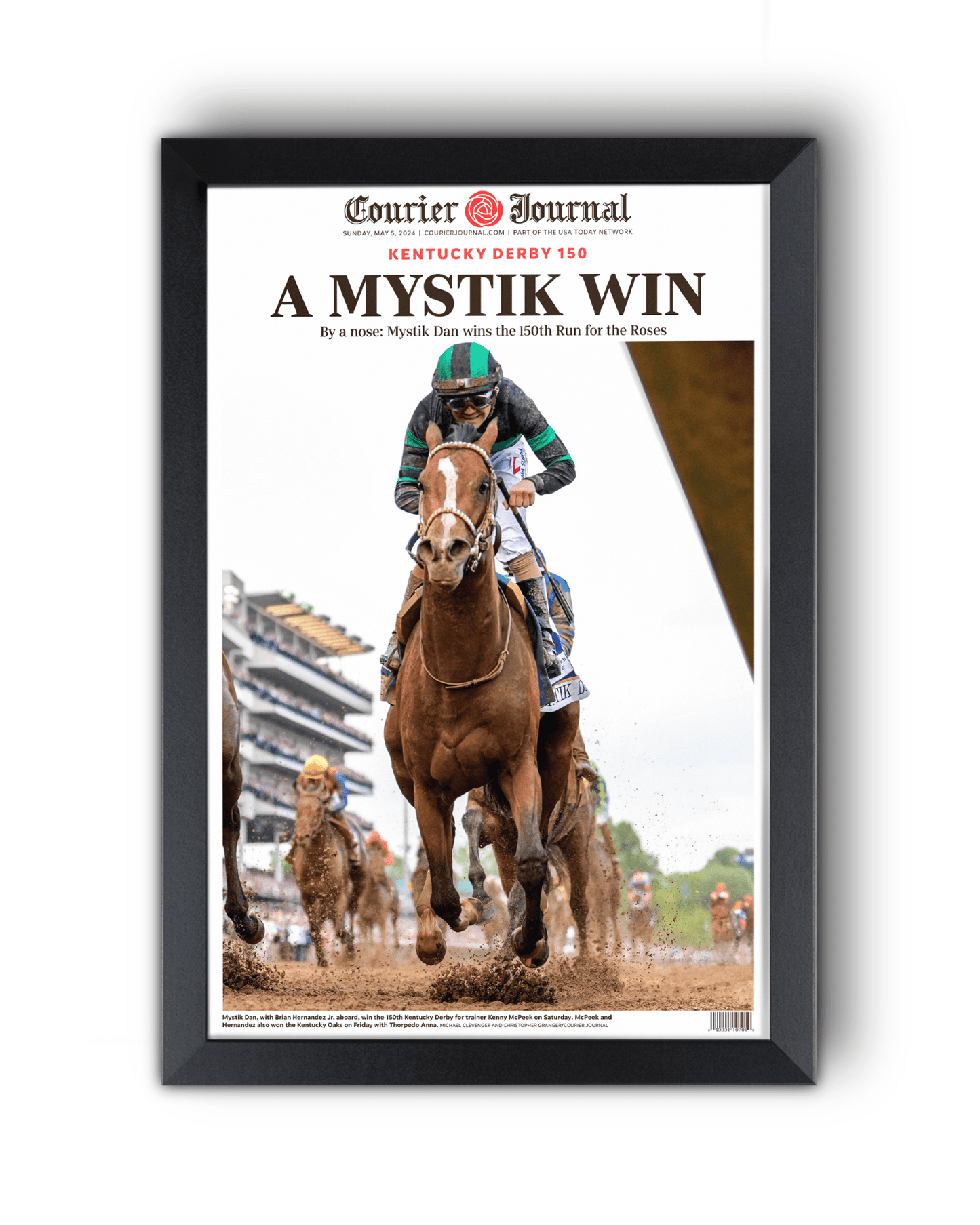 2024 Kentucky Derby Champion - Mystik Dan 'A MYSTIK WIN' | Framed Newspaper - TitleGameFrames.com