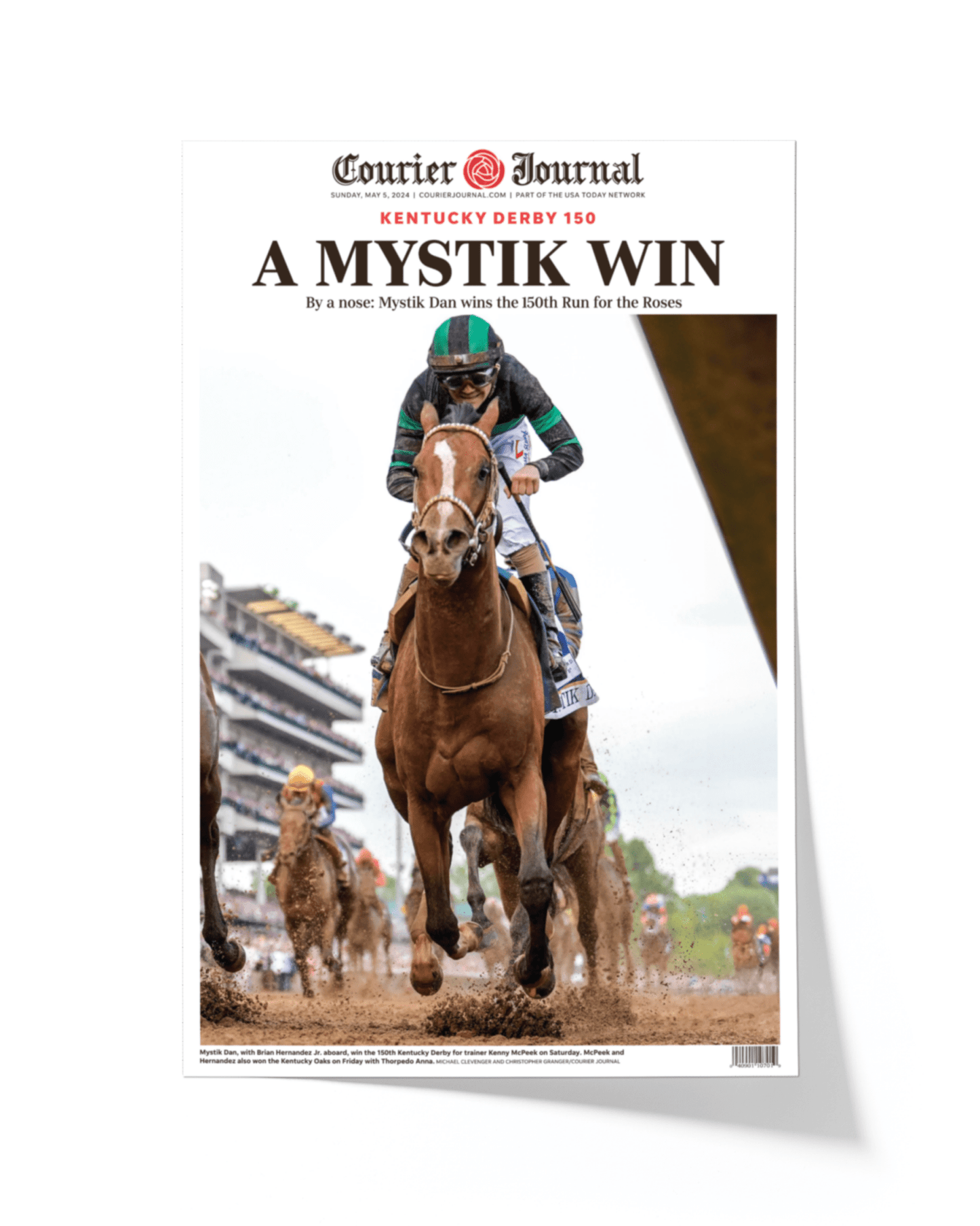 2024 Kentucky Derby Champion - Mystik Dan 'A MYSTIK WIN' | Framed Newspaper - TitleGameFrames.com