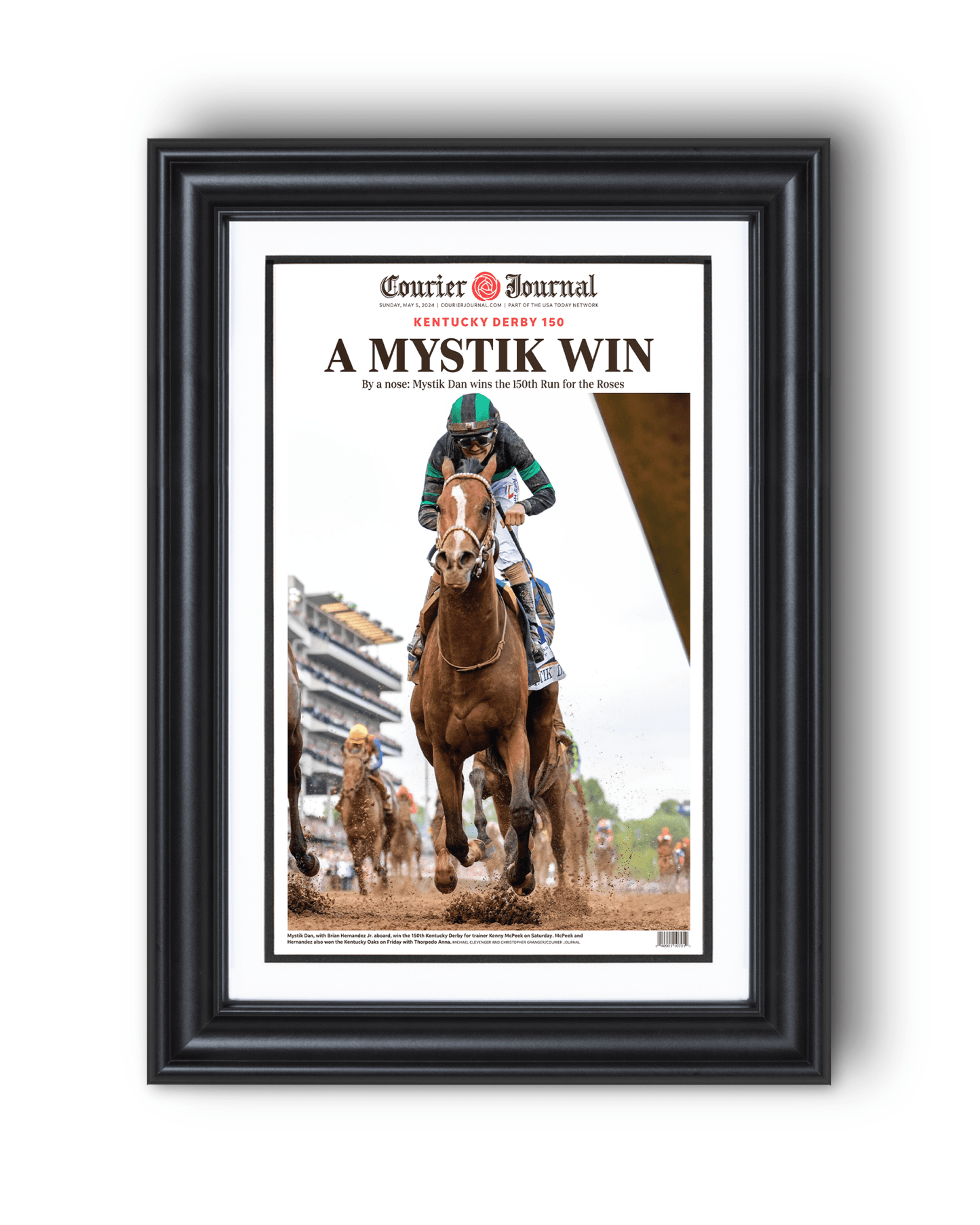 2024 Kentucky Derby Champion - Mystik Dan 'A MYSTIK WIN' | Framed Newspaper - TitleGameFrames.com