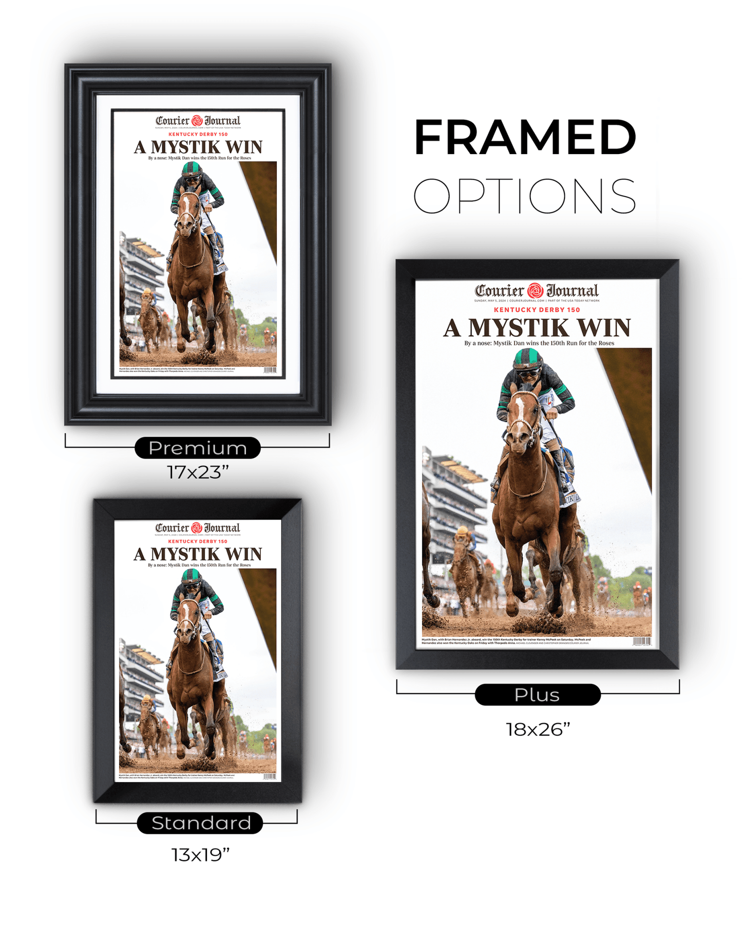 2024 Kentucky Derby Champion - Mystik Dan 'A MYSTIK WIN' | Framed Newspaper - TitleGameFrames.com