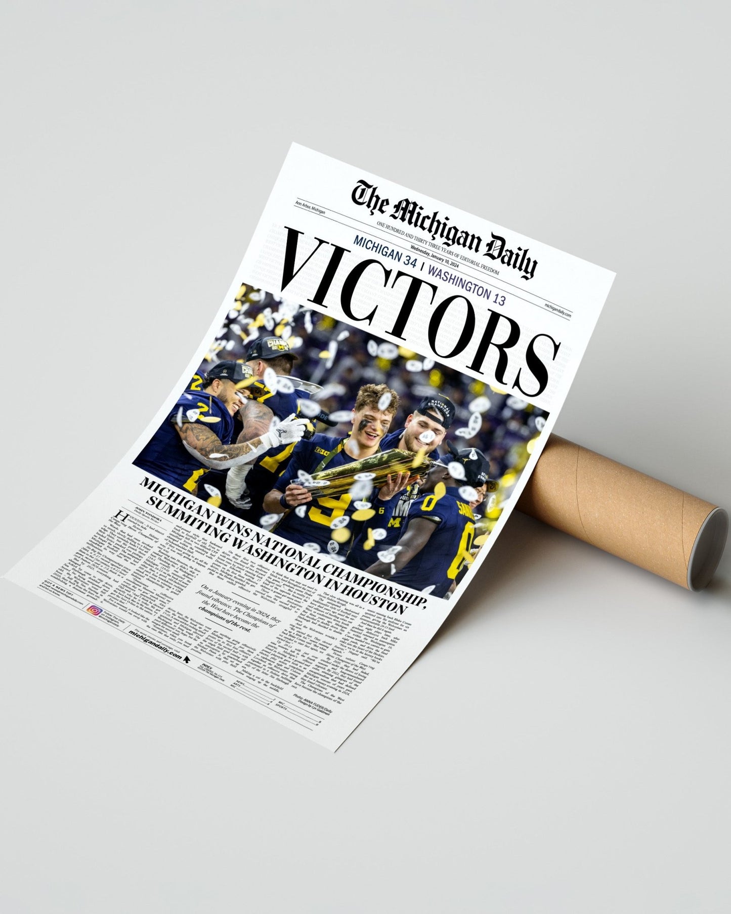 2024 Michigan Wolverines National Championship 'VICTORS' - Michigan Daily Framed Print - Title Game Frames