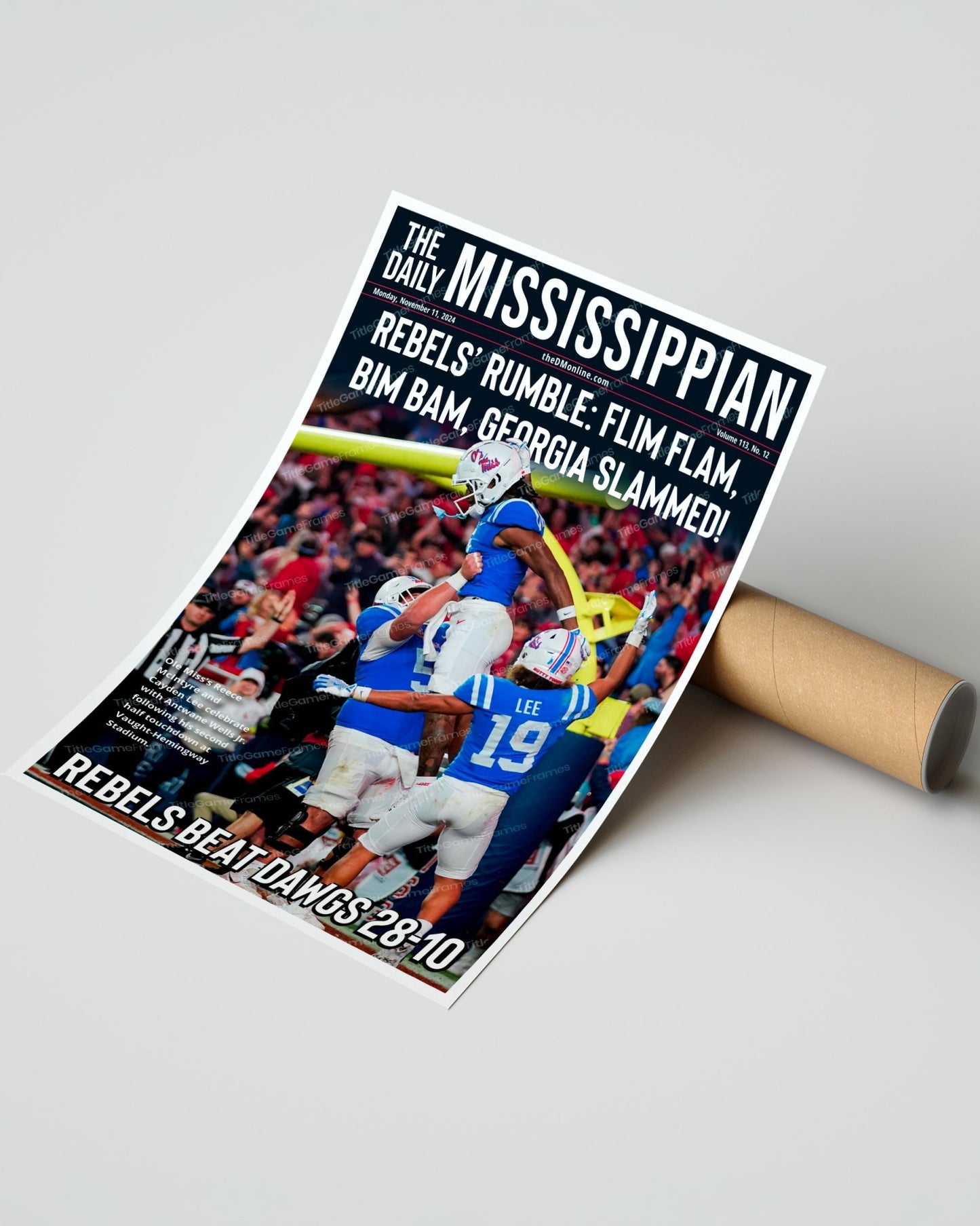 2024 Ole Miss vs. Georgia Upset - Rebels' Rumble Framed Newspaper | Collectible - Title Game Frames
