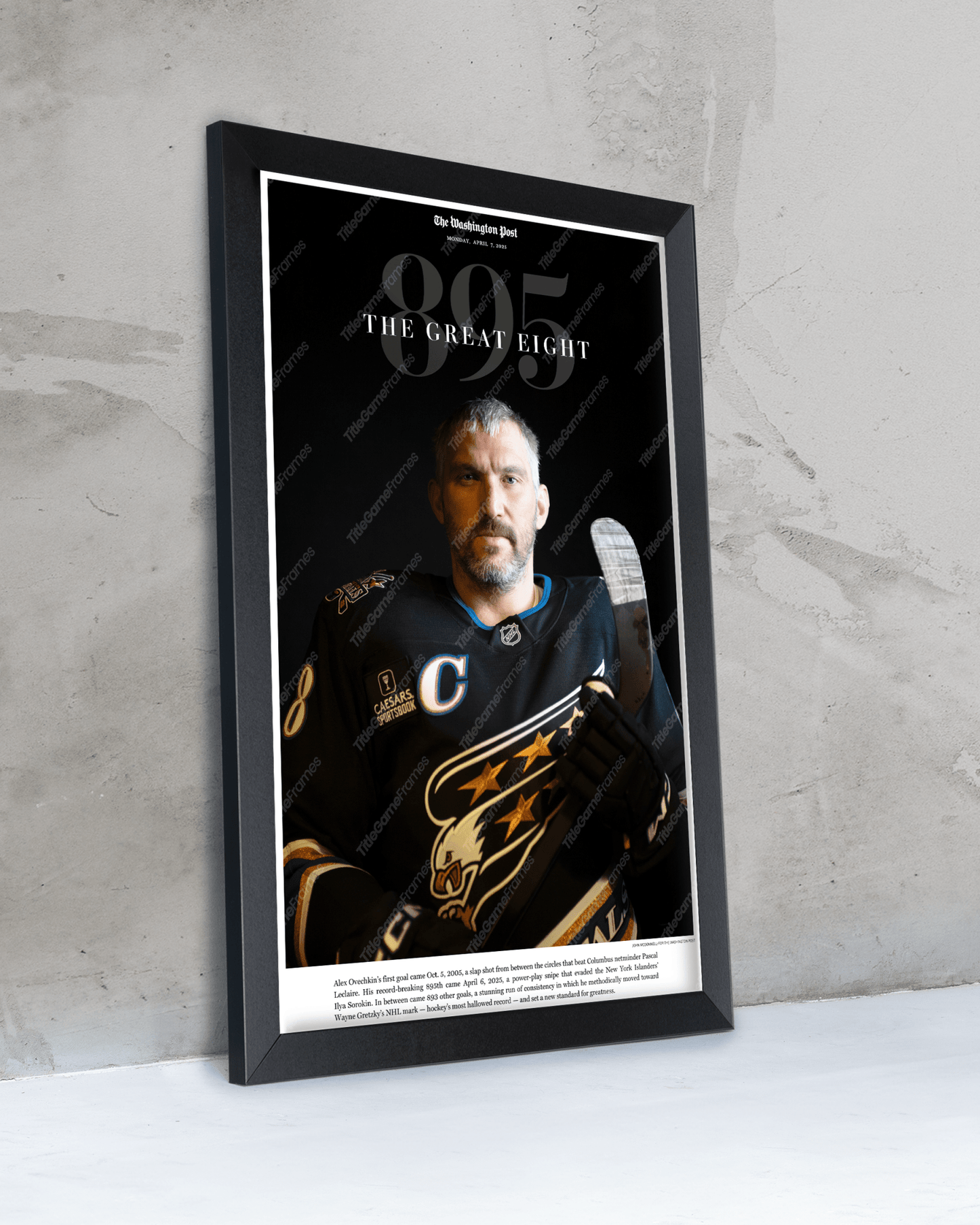2025 Alex Ovechkin Scores Goal 895: 'THE GREAT EIGHT' Commemorative Newspaper - TitleGameFrames.com