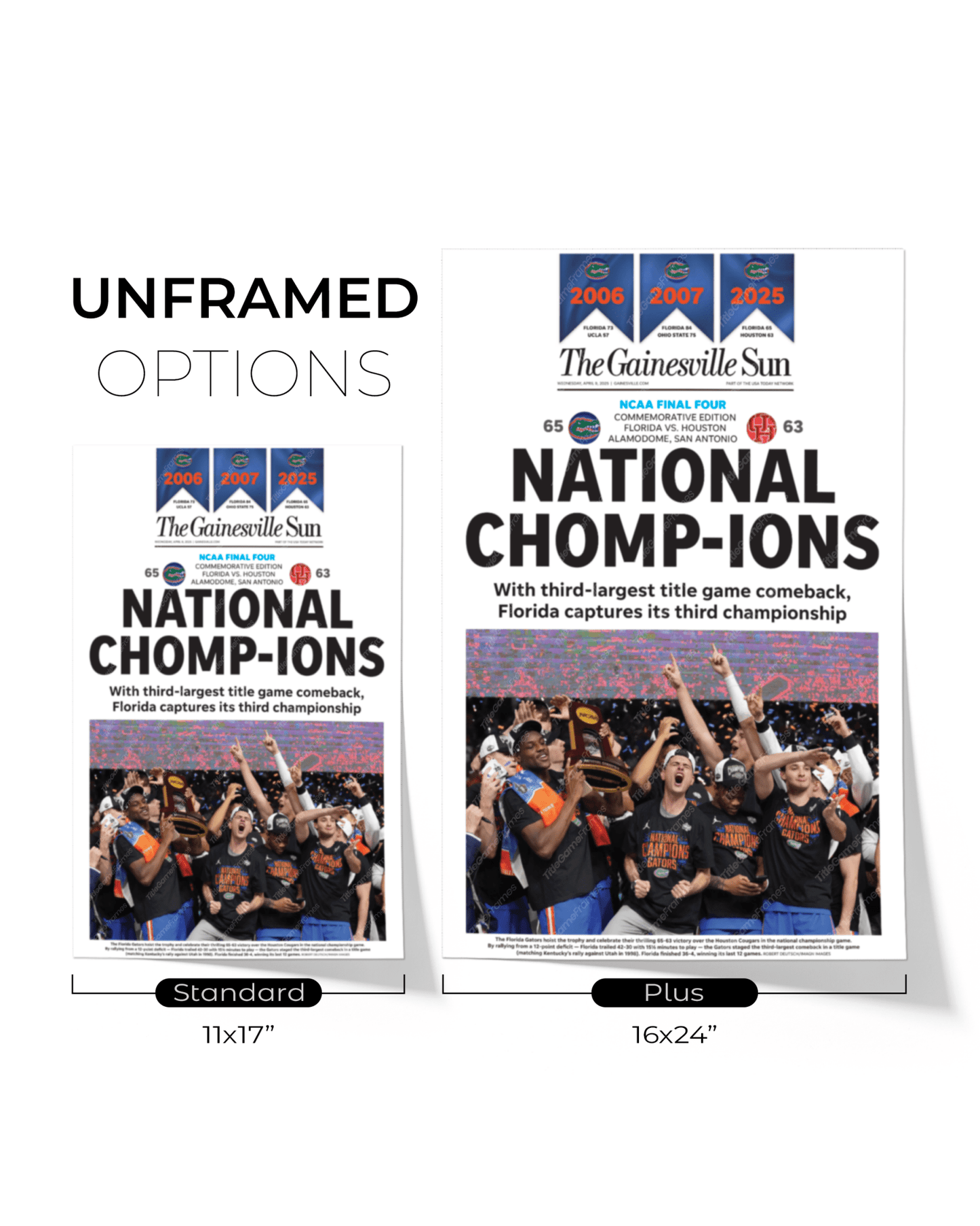 2025 Florida Gators NCAA Basketball 'NATIONAL CHOMPIONS! Framed Newspaper - TitleGameFrames.com