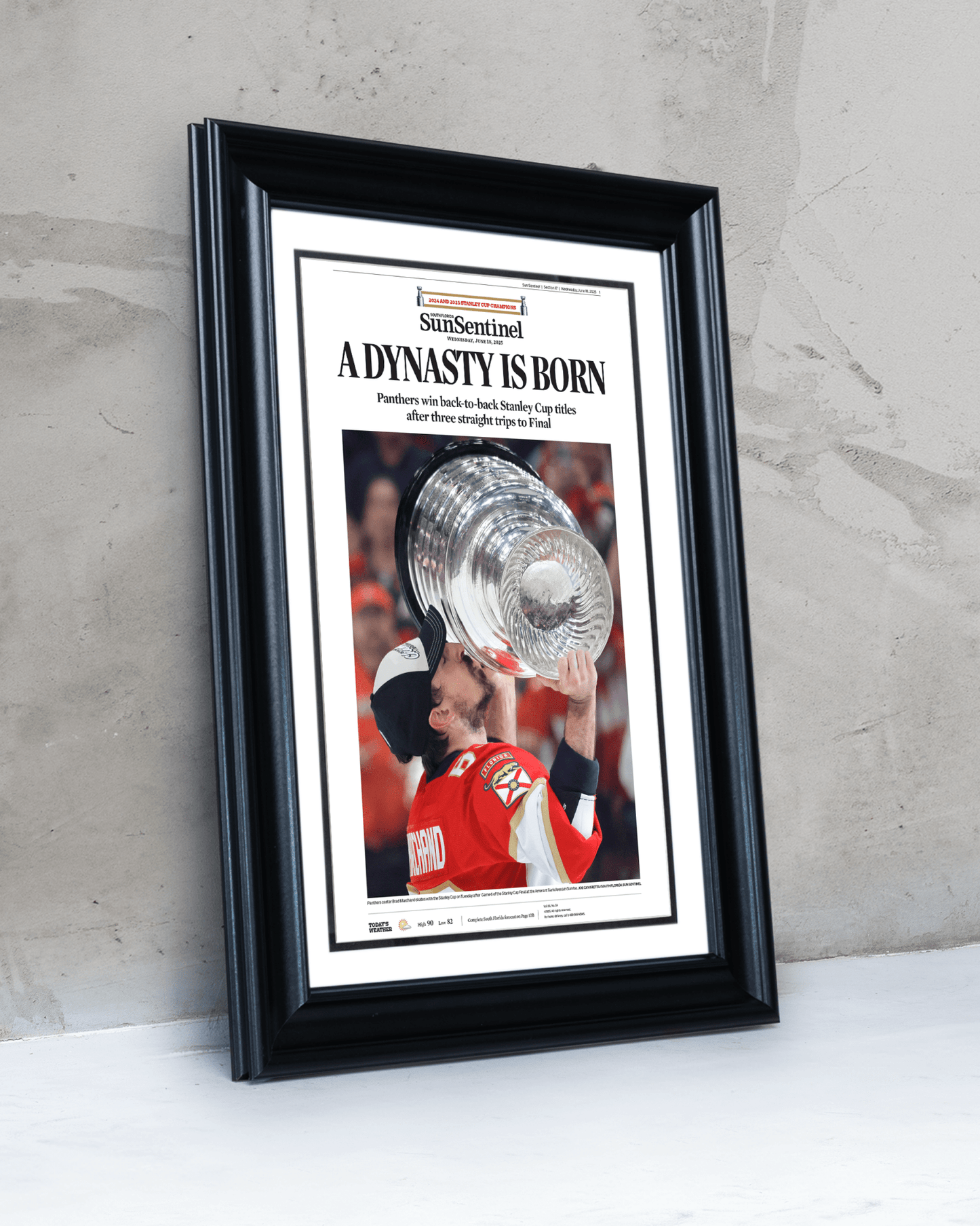 2025 Florida Panthers Stanley Cup Champions "A DYNASTY IS BORN!" Framed Newspaper - TitleGameFrames.com