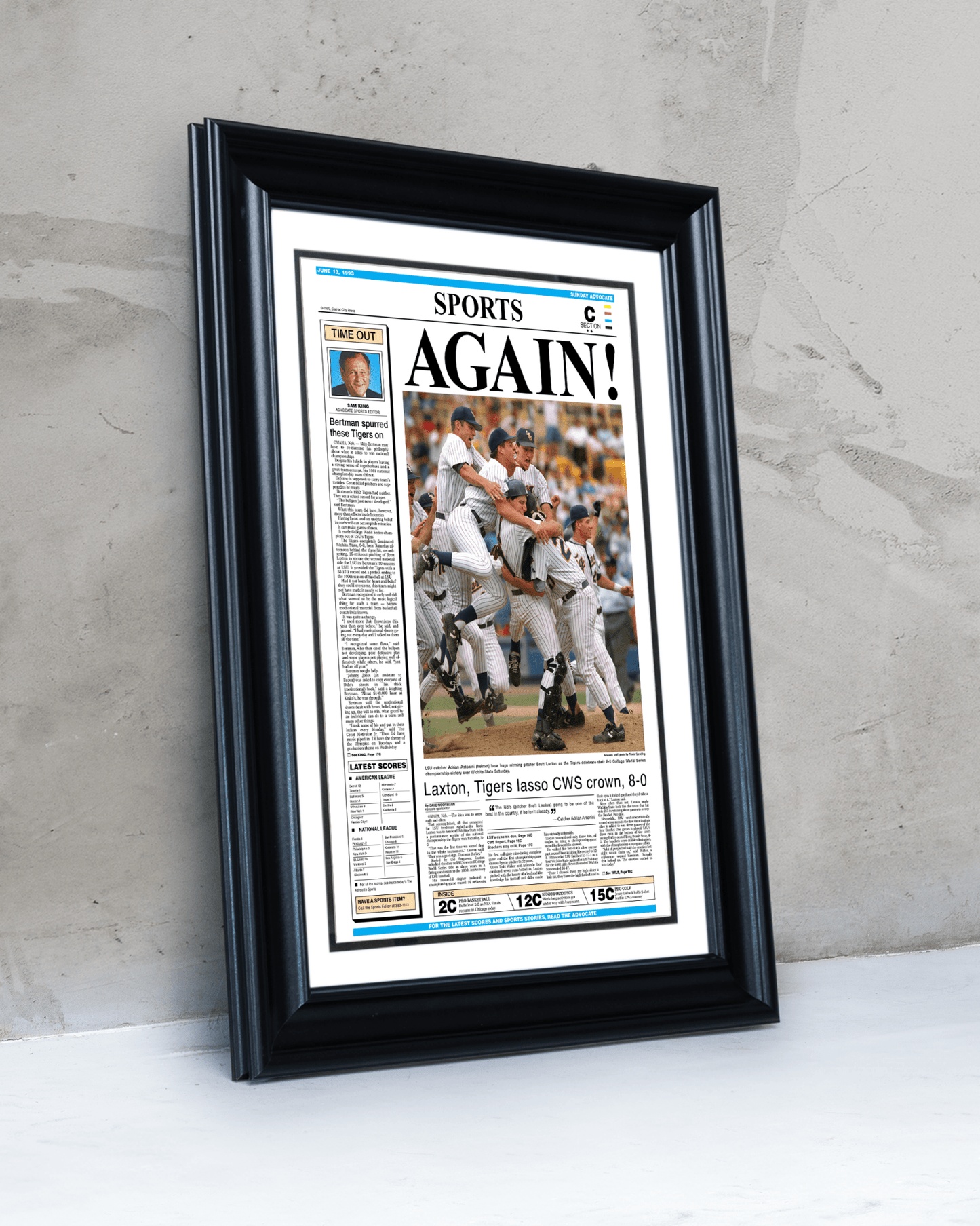 LSU Baseball – Set of 8 CWS Championship Front Page Newspapers (1991–2025) - TitleGameFrames.com