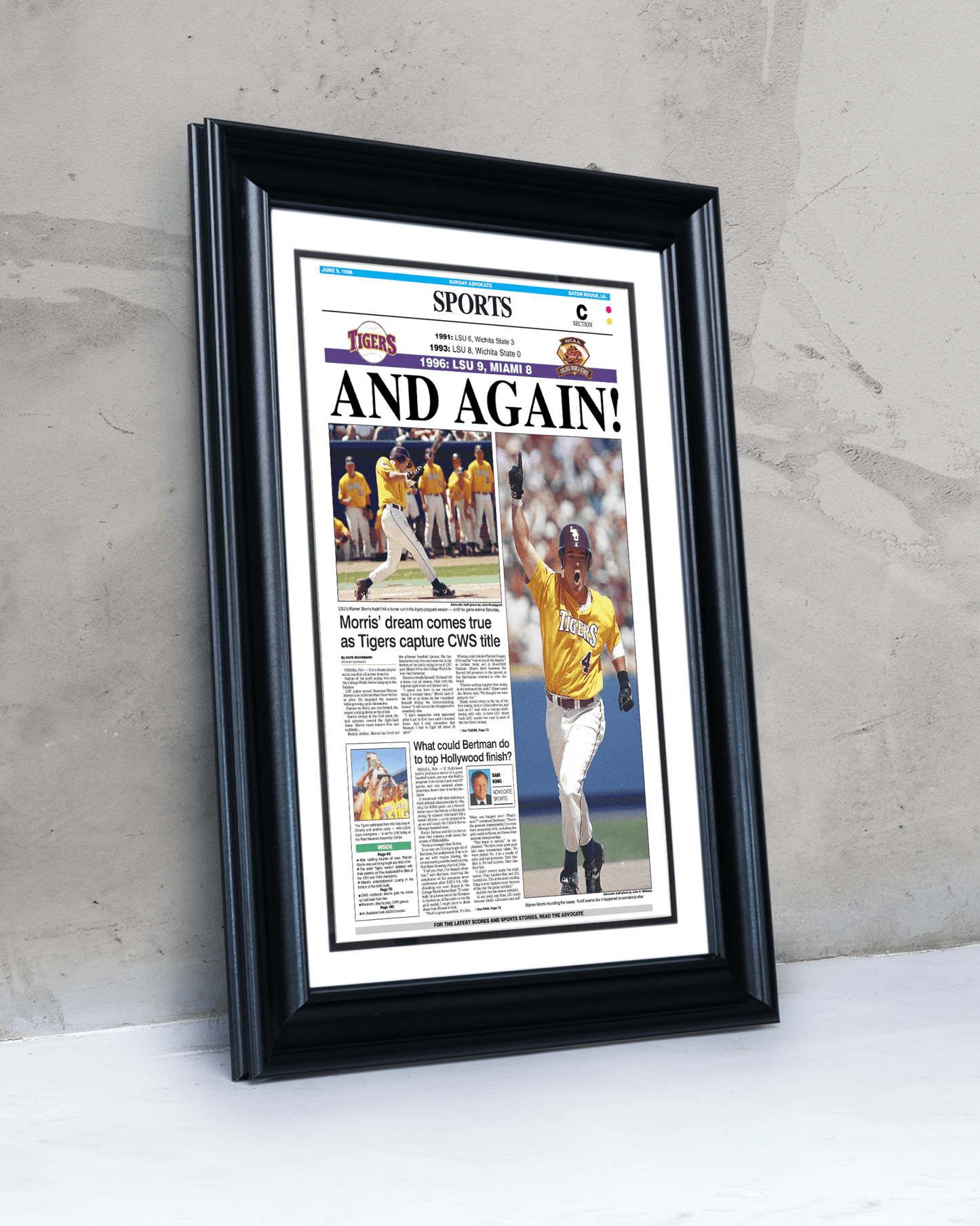 LSU Baseball – Set of 8 CWS Championship Front Page Newspapers (1991–2025) - TitleGameFrames.com