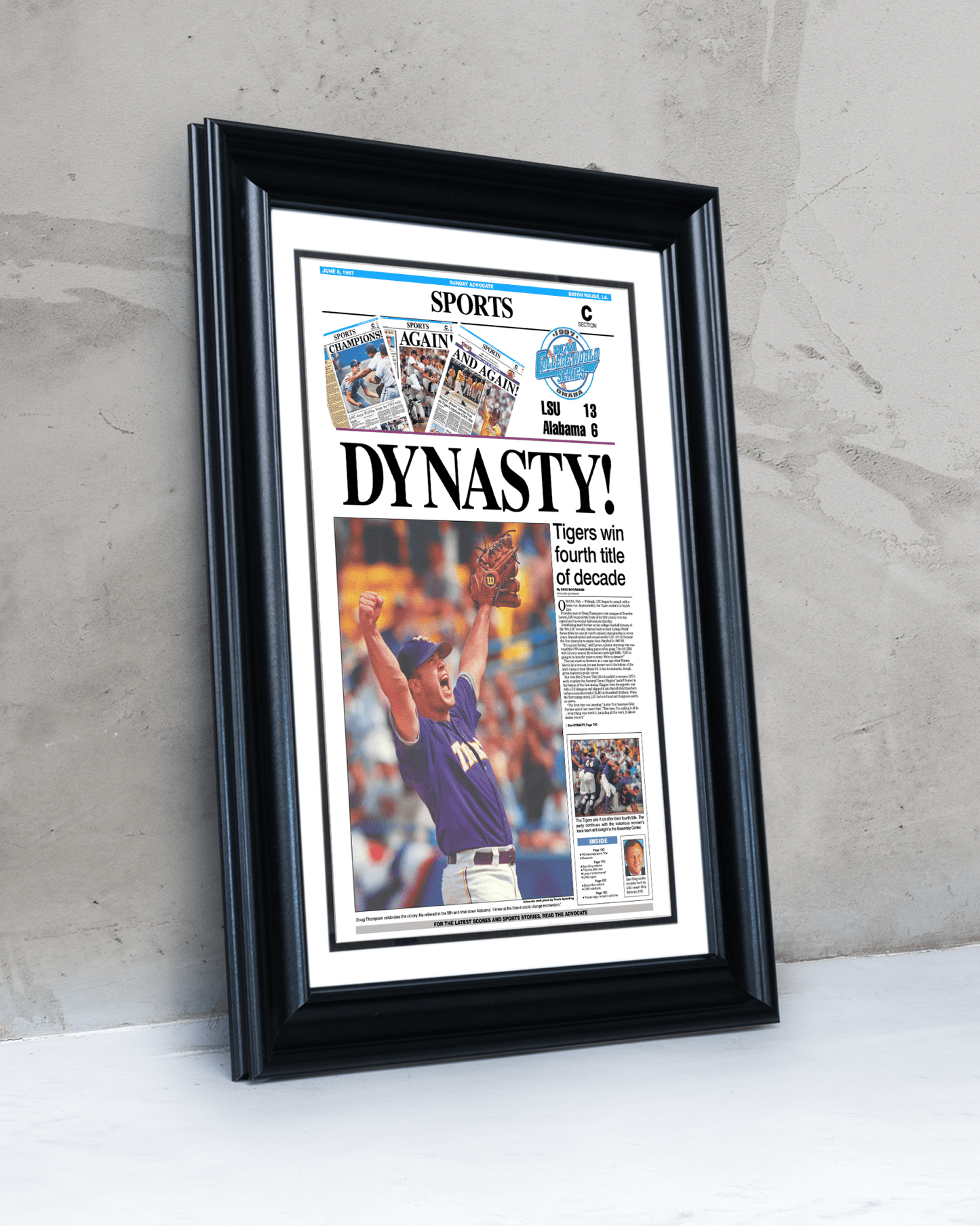 LSU Baseball – Set of 8 CWS Championship Front Page Newspapers (1991–2025) - TitleGameFrames.com