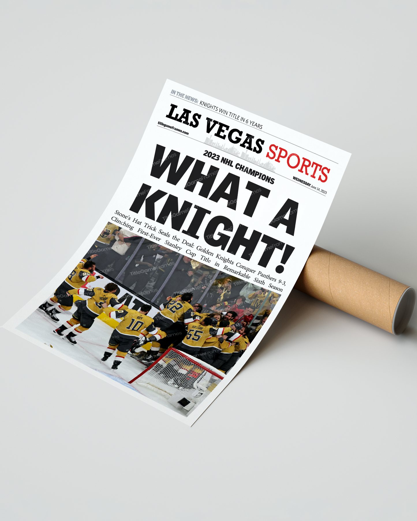 2023 Las Vegas Golden Knights 'KNIGHTS WIN CUP!' Front Page Newspaper