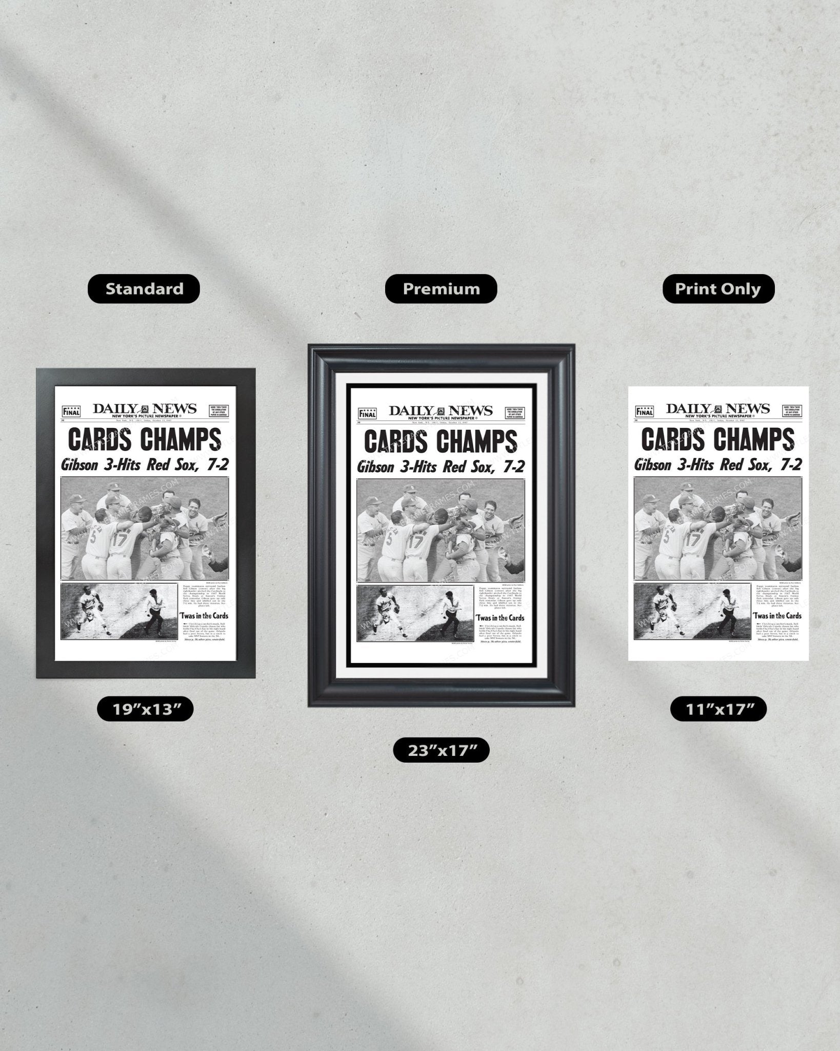 1967 St Louis Cardinals World Series Champs Framed Newspaper Print - Title Game Frames