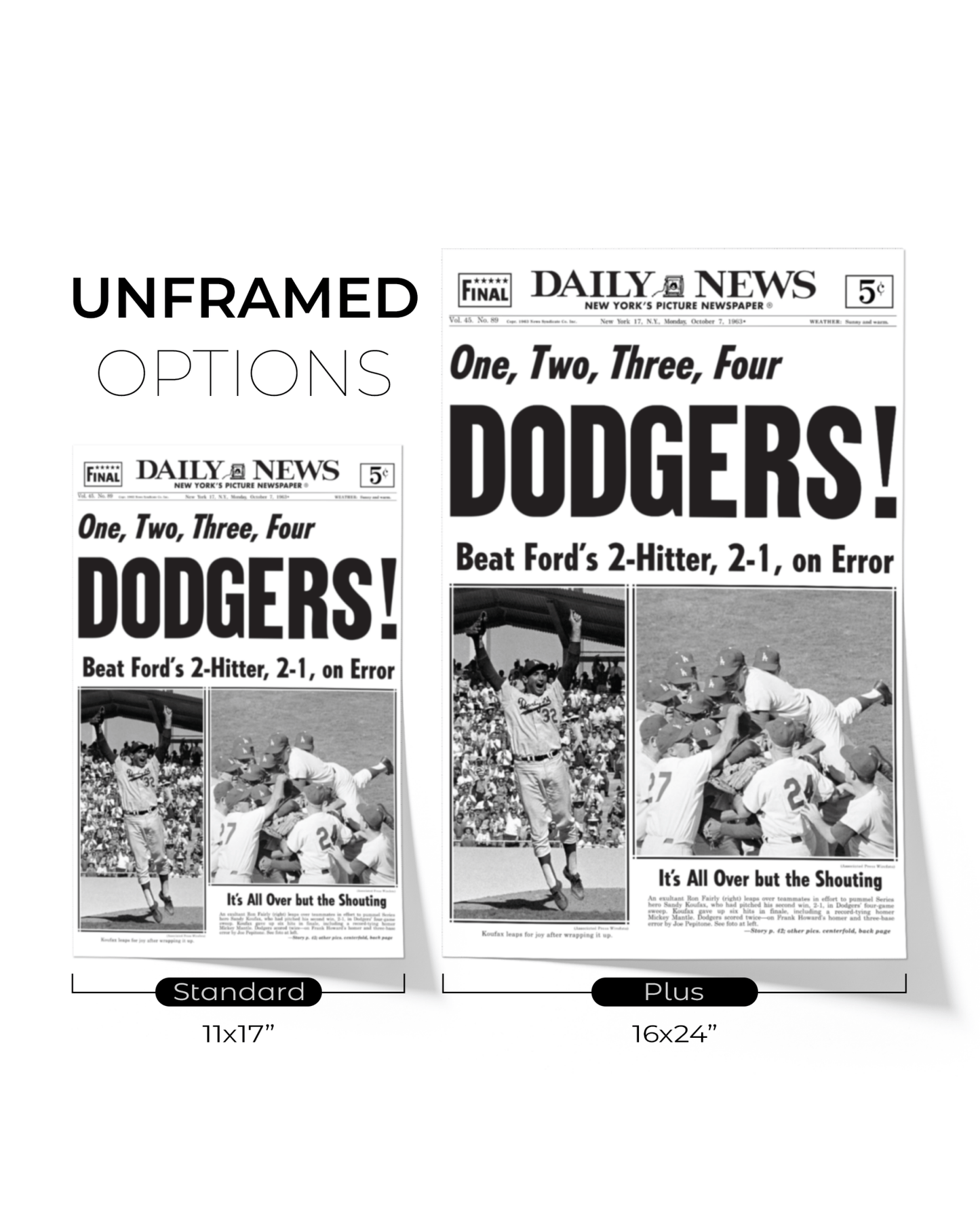 1963 LA Dodgers World Series Champs Framed Newspaper Print - TitleGameFrames.com