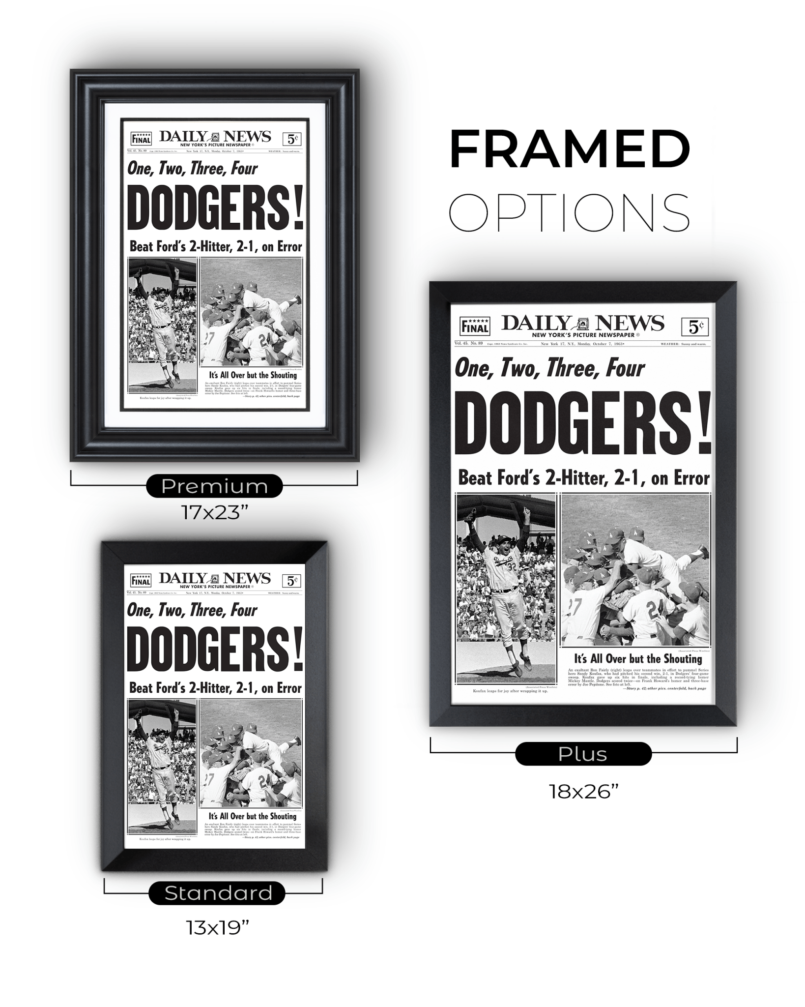 1963 LA Dodgers World Series Champs Framed Newspaper Print - TitleGameFrames.com
