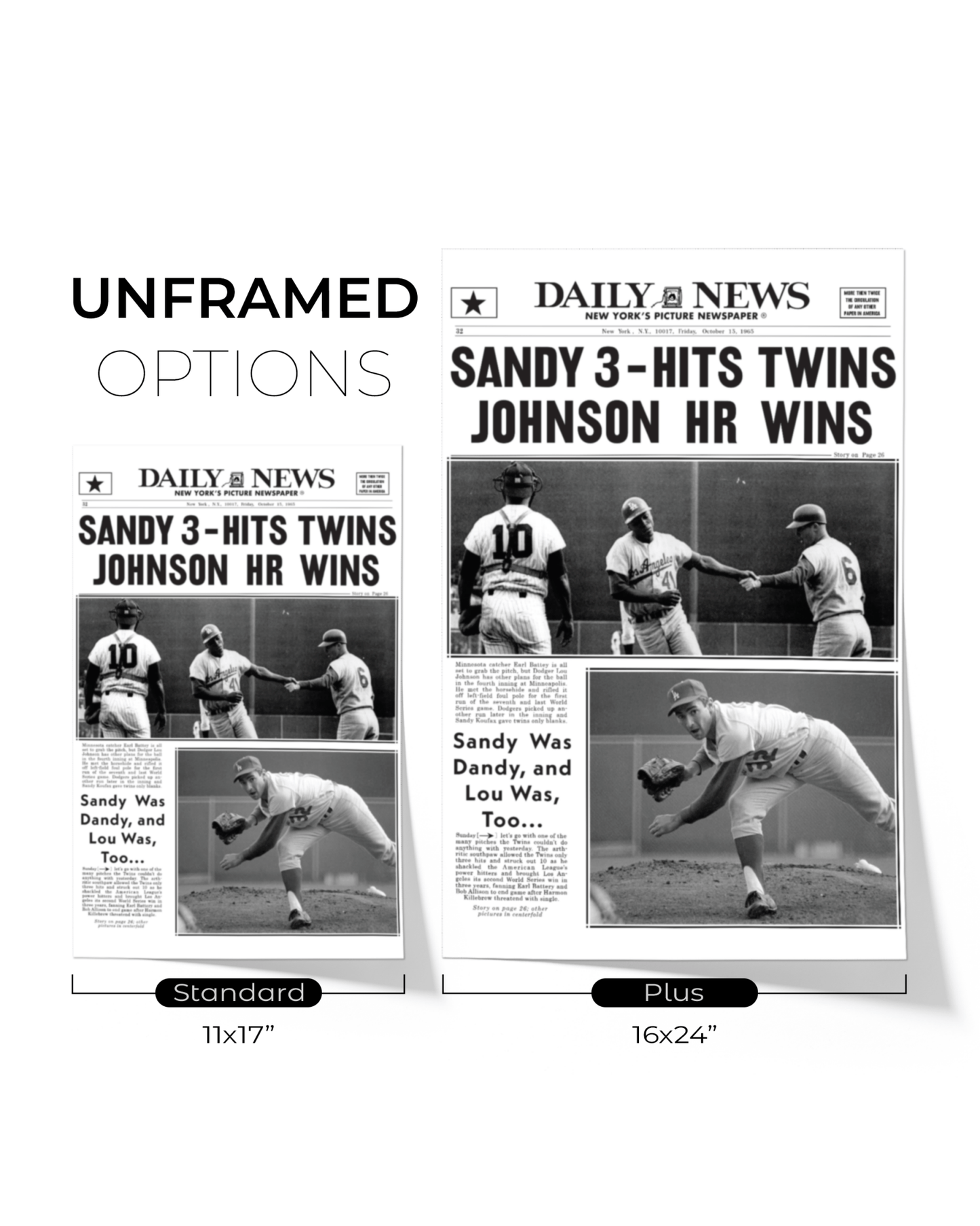 1965 LA Dodgers World Series Champions Framed Newspaper Print - TitleGameFrames.com