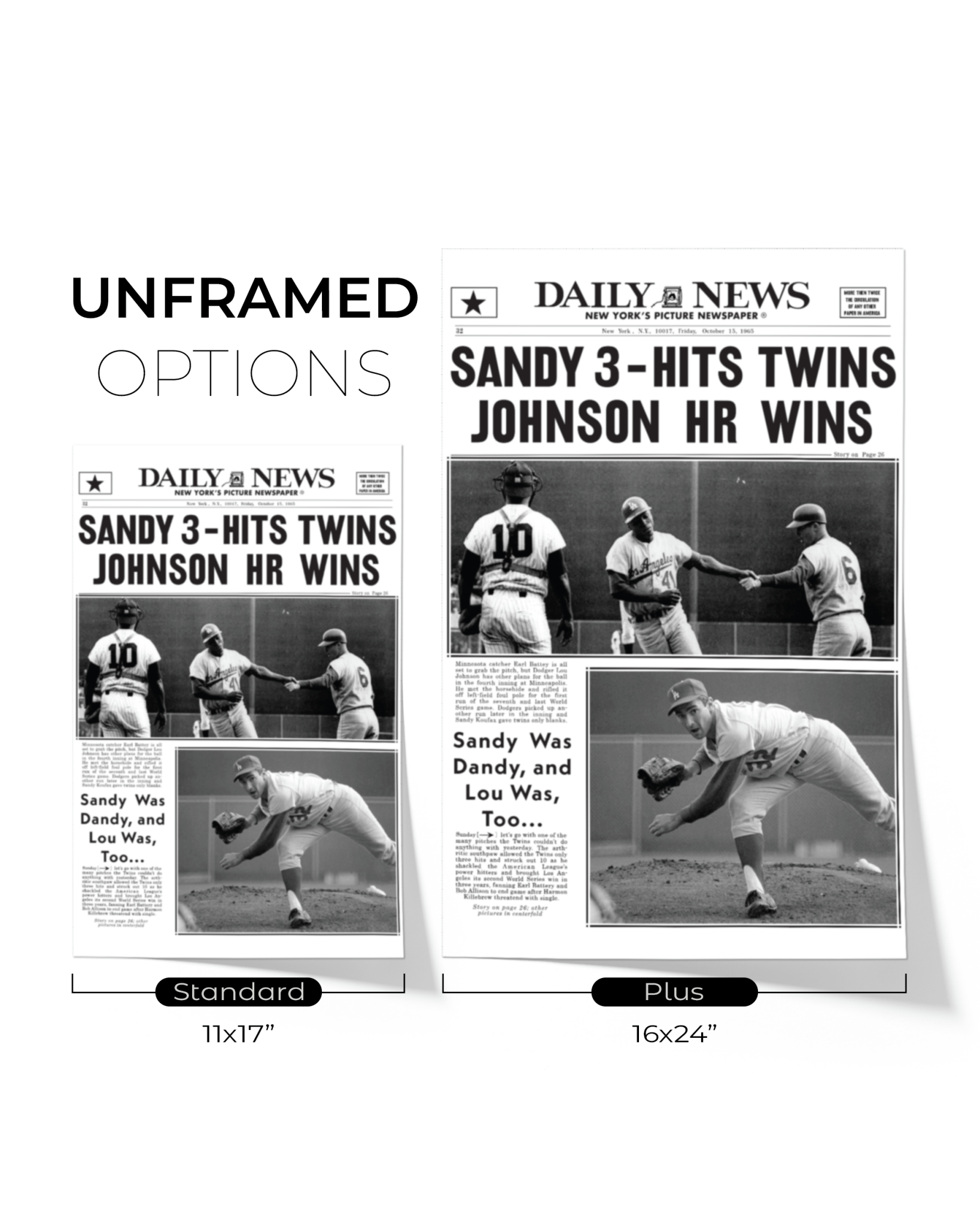 1965 LA Dodgers World Series Champions Framed Newspaper Print - TitleGameFrames.com