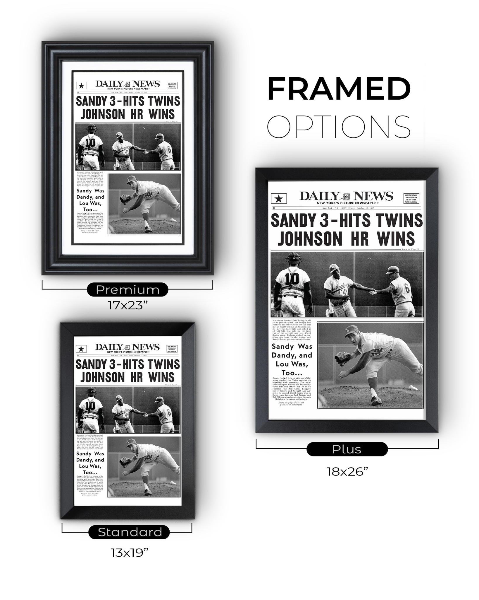 1965 LA Dodgers World Series Champions Framed Newspaper Print - TitleGameFrames.com