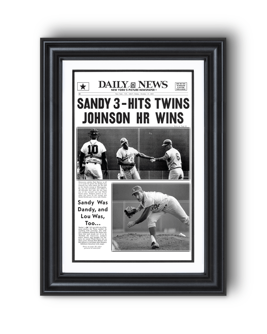 1965 LA Dodgers World Series Champions Framed Newspaper Print - TitleGameFrames.com