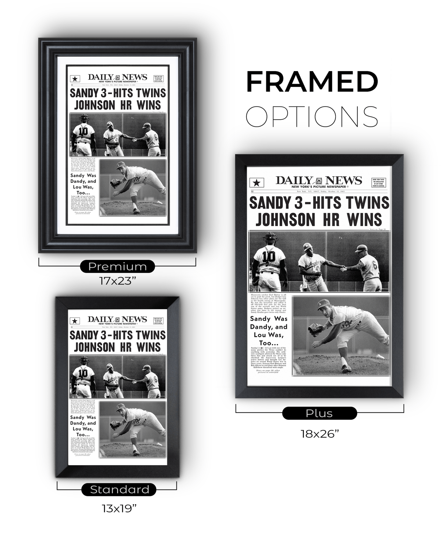 1965 LA Dodgers World Series Champions Framed Newspaper Print - TitleGameFrames.com