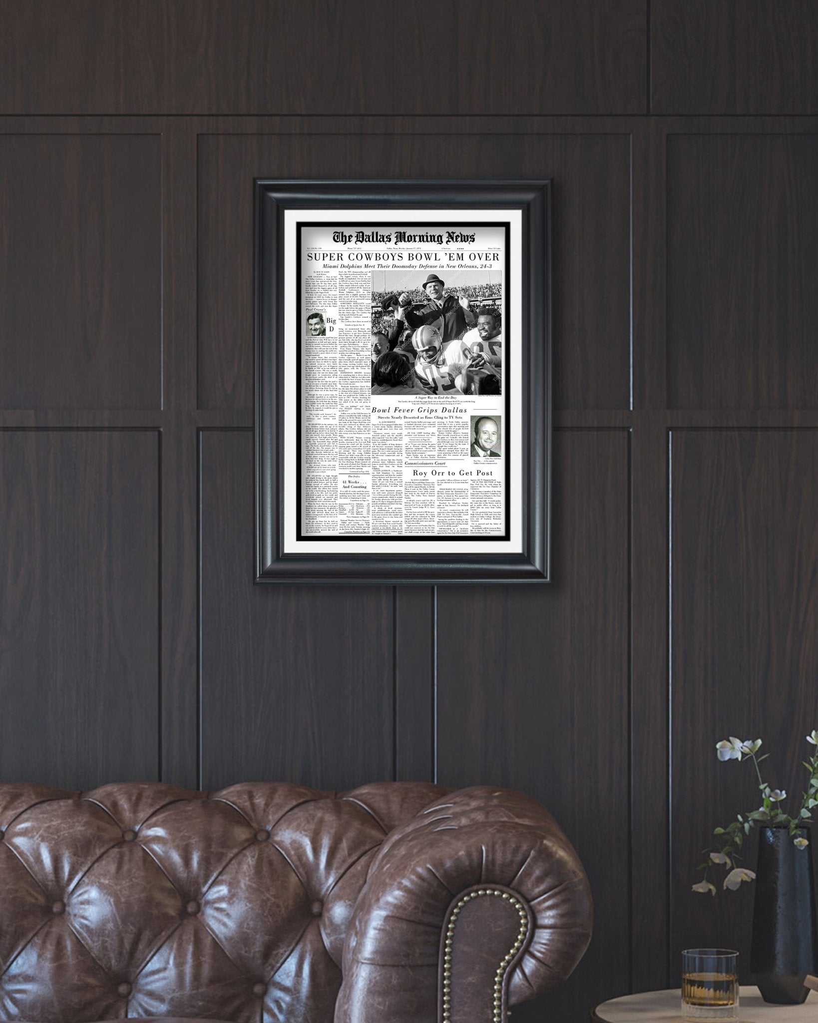 1972 Dallas Cowboys Super Bowl VI Champions Framed Front Page Newspaper Print - Title Game Frames