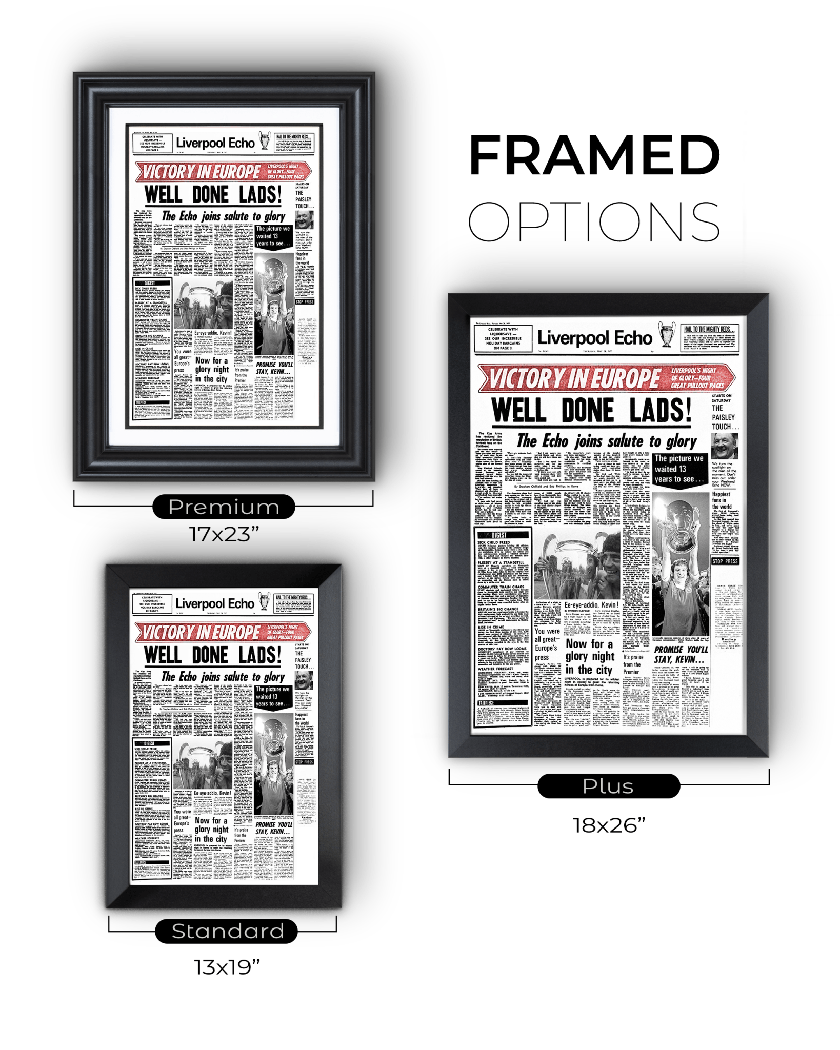 1977 Liverpool Football "Well Done Lads!" European Cup Champions Framed Newspaper - TitleGameFrames.com