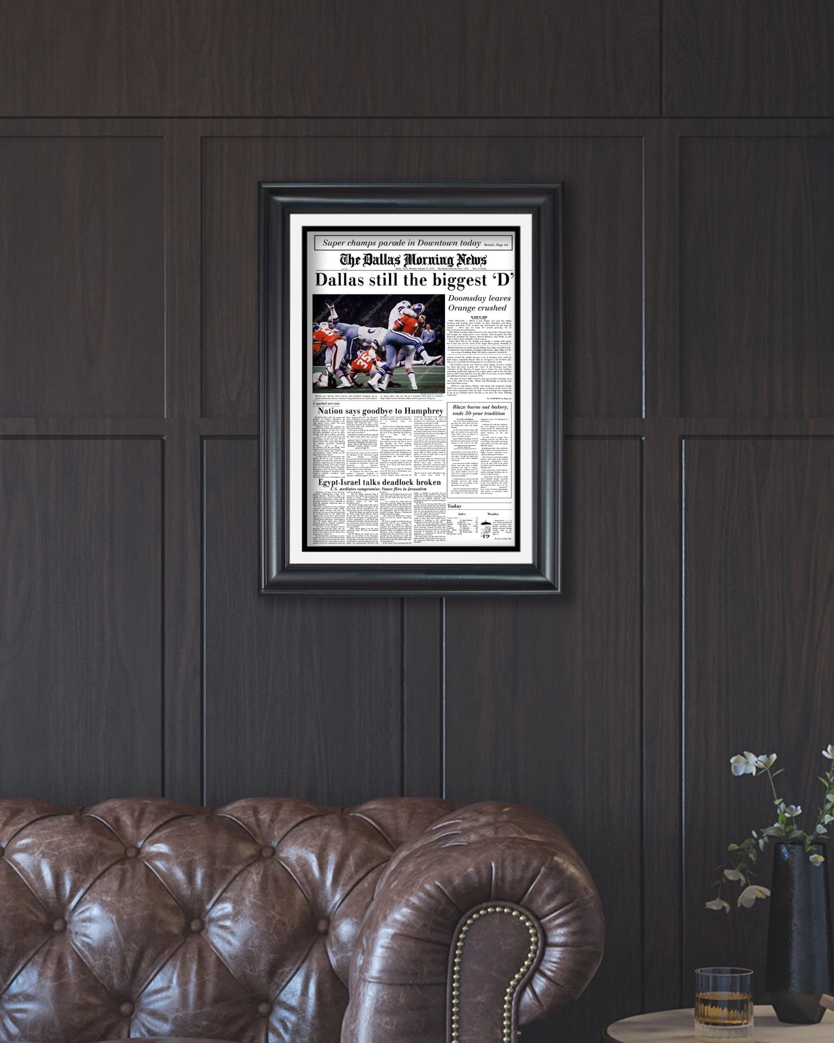 1978 Dallas Cowboys Super XII Champions Framed Front Page Newspaper Print - Title Game Frames