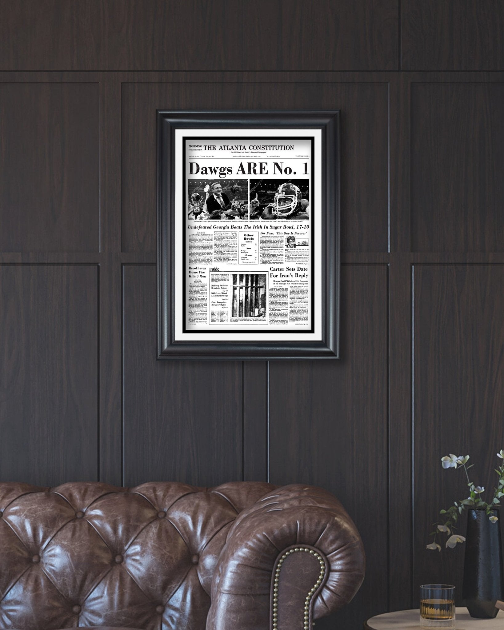 1980 Georgia Bulldogs National Champions Framed Front Page Newspaper Print UGA - Title Game Frames