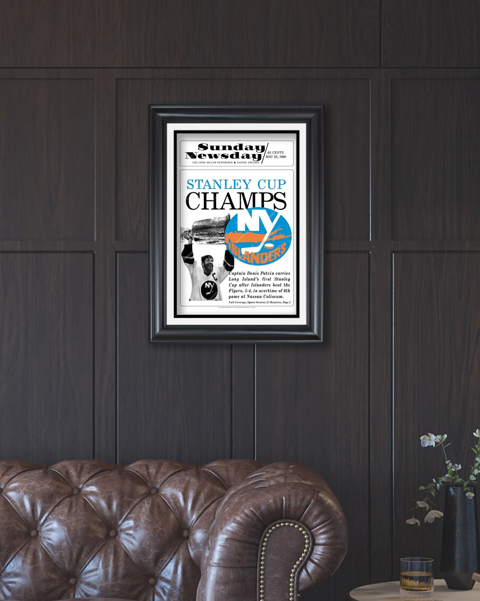 1980 New York Islanders Stanley Cup Victory - Commemorative Framed Newspaper - Title Game Frames