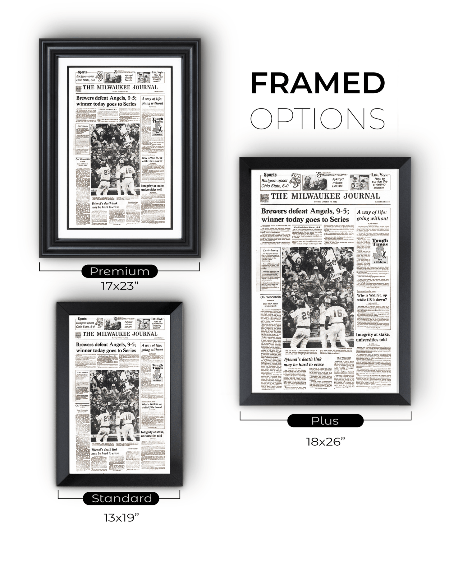 1982 Milwaukee Brewers American League Championship Series Framed Front Page Newspaper Print “Winner Today Goes to Series” - TitleGameFrames.com