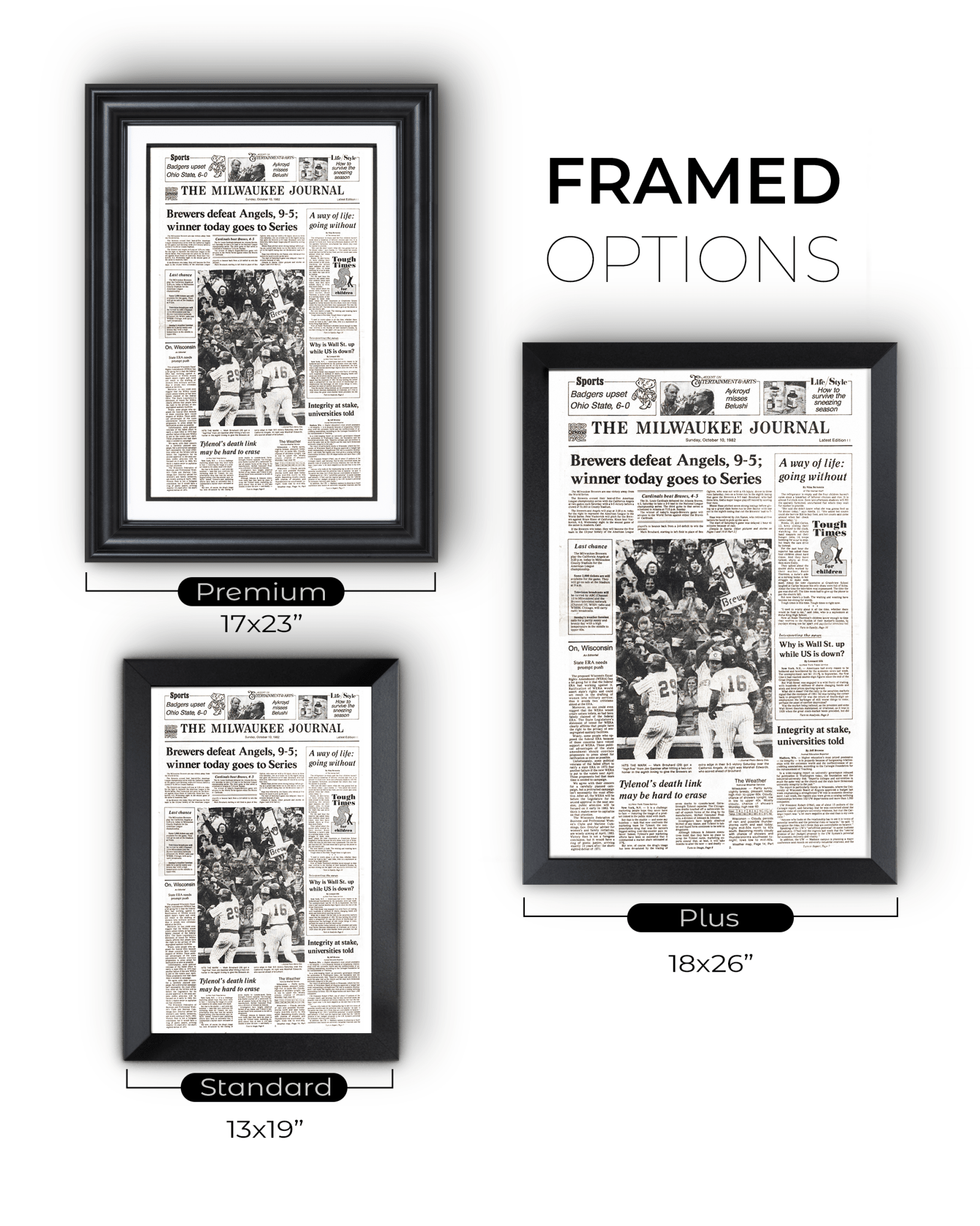 1982 Milwaukee Brewers American League Championship Series Framed Front Page Newspaper Print “Winner Today Goes to Series” - TitleGameFrames.com