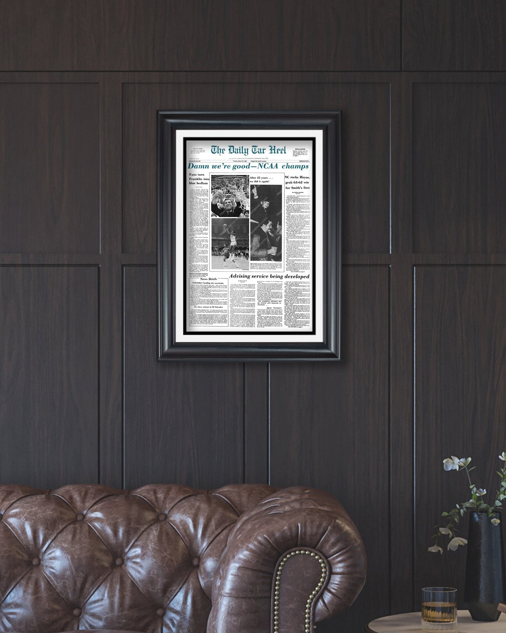 1982 North Carolina Tar Heels NCAA College Basketball Champions Framed Front Page Newspaper Print - Title Game Frames