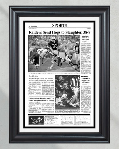 1984 Los Angeles Raiders Super Bowl XVIII Champions Framed Front Page Newspaper Print - Title Game Frames