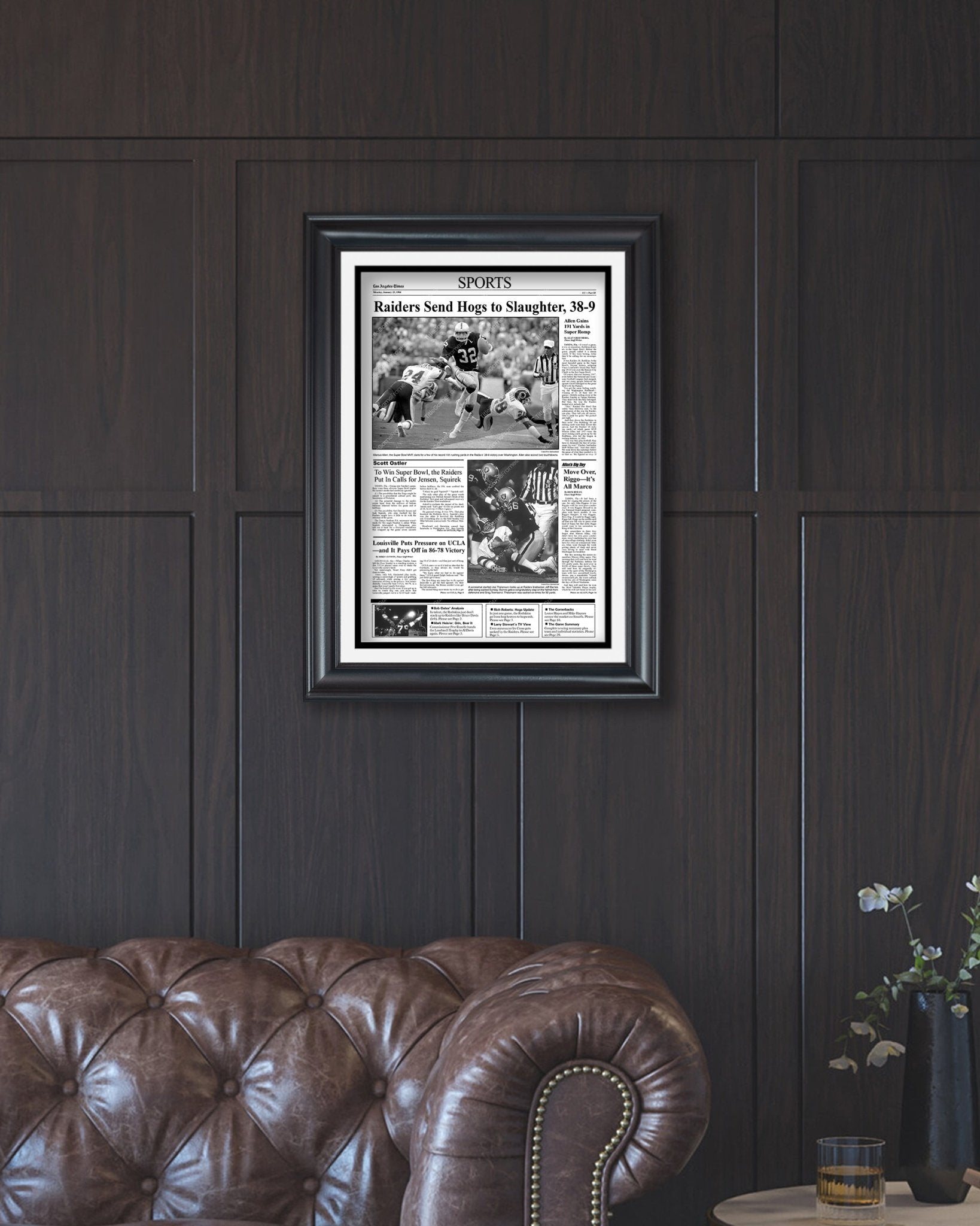1984 Los Angeles Raiders Super Bowl XVIII Champions Framed Front Page Newspaper Print - Title Game Frames