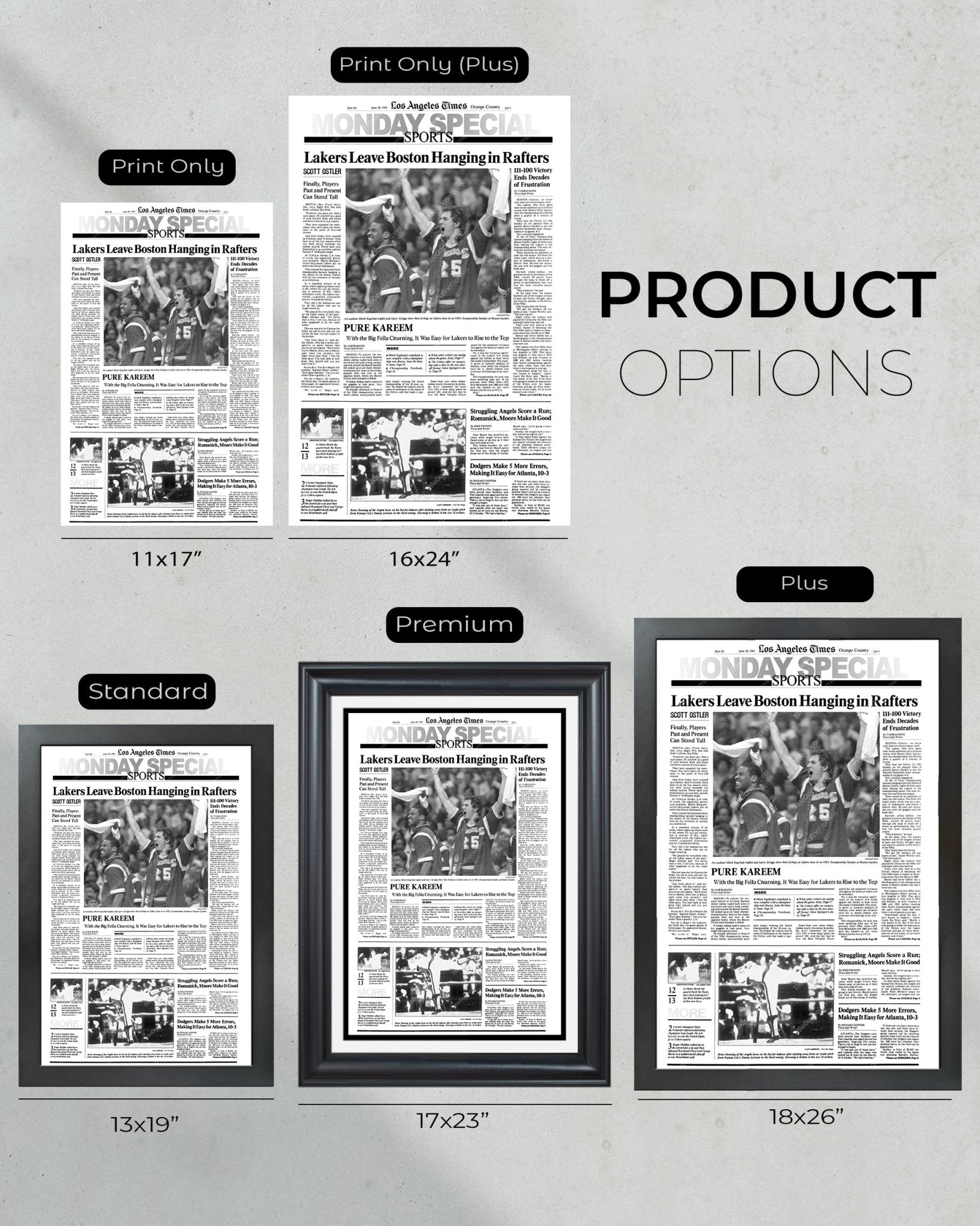 1985 Los Angeles Lakers NBA Champion Framed Front Page Newspaper Print - Title Game Frames
