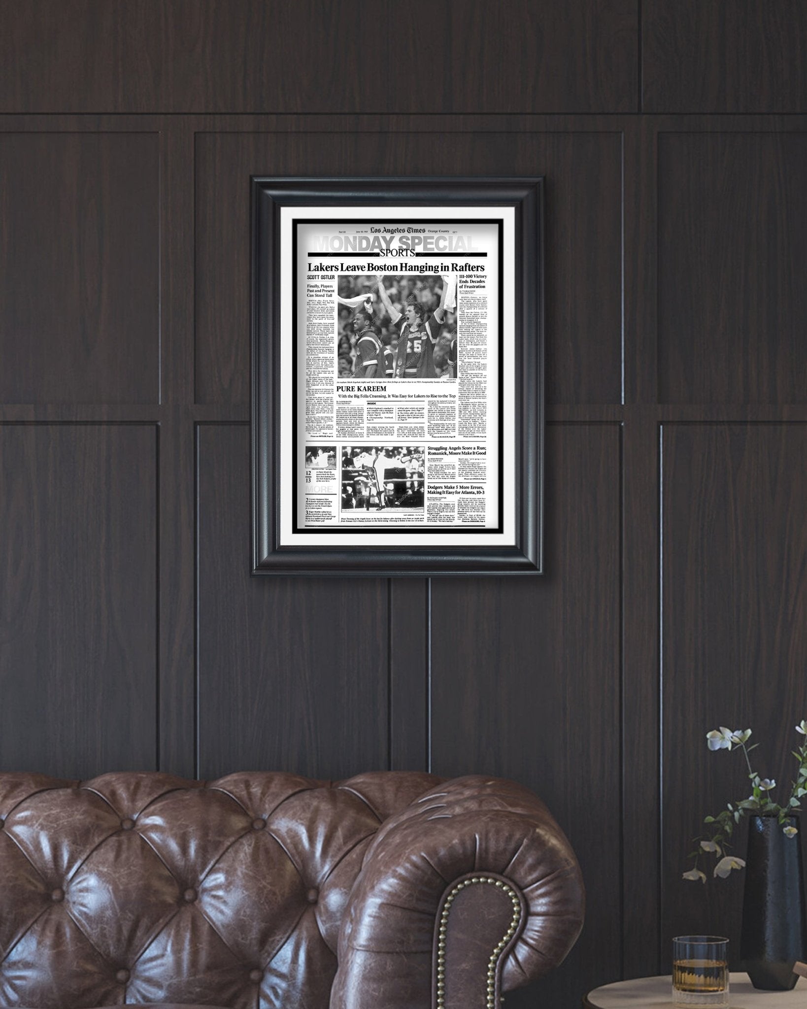 1985 Los Angeles Lakers NBA Champion Framed Front Page Newspaper Print - Title Game Frames