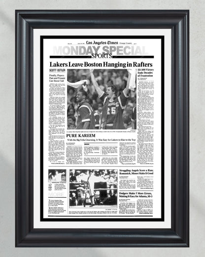 1985 Los Angeles Lakers NBA Champion Framed Front Page Newspaper Print - Title Game Frames