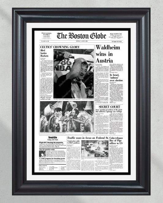 1986 Boston Celtics NBA Champion Framed Front Page Newspaper Print - Title Game Frames