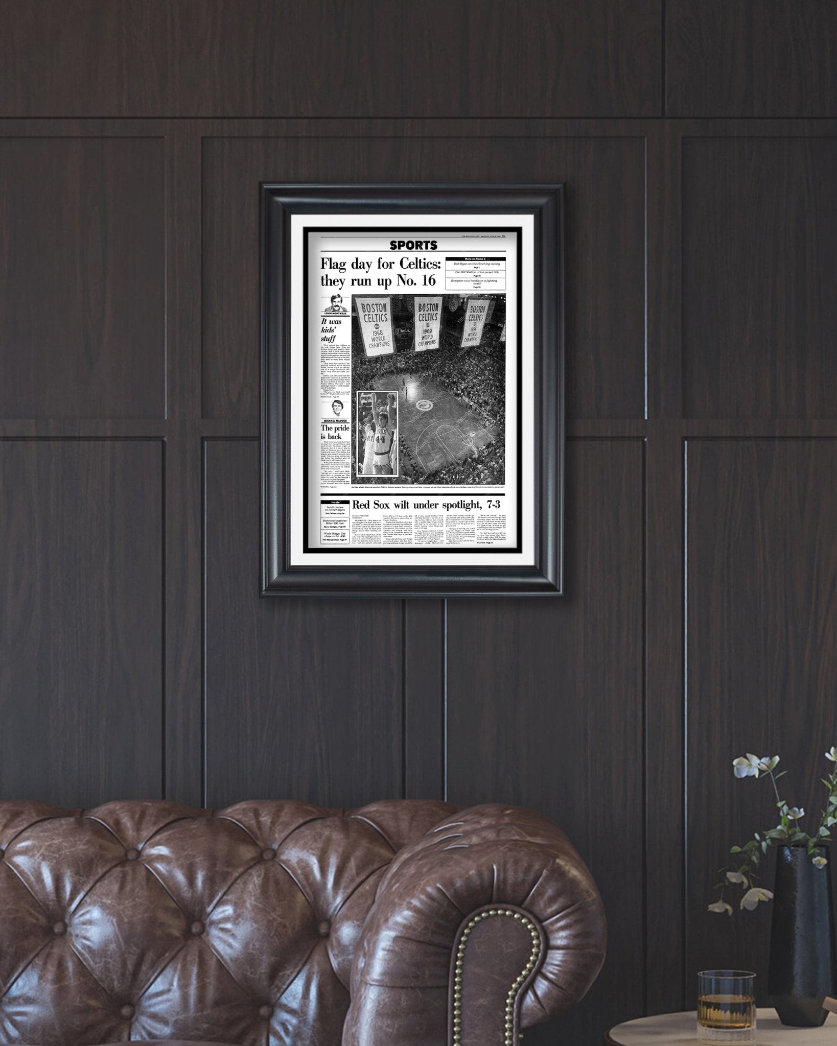 1986 Boston Garden Celtics Championship Banner Framed Newspaper - Title Game Frames