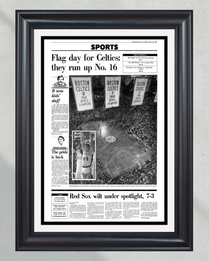 1986 Boston Garden Celtics Championship Banner Framed Newspaper - Title Game Frames