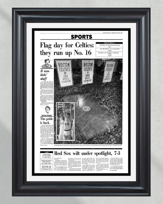 1986 Boston Garden Celtics Championship Banner Framed Newspaper - Title Game Frames
